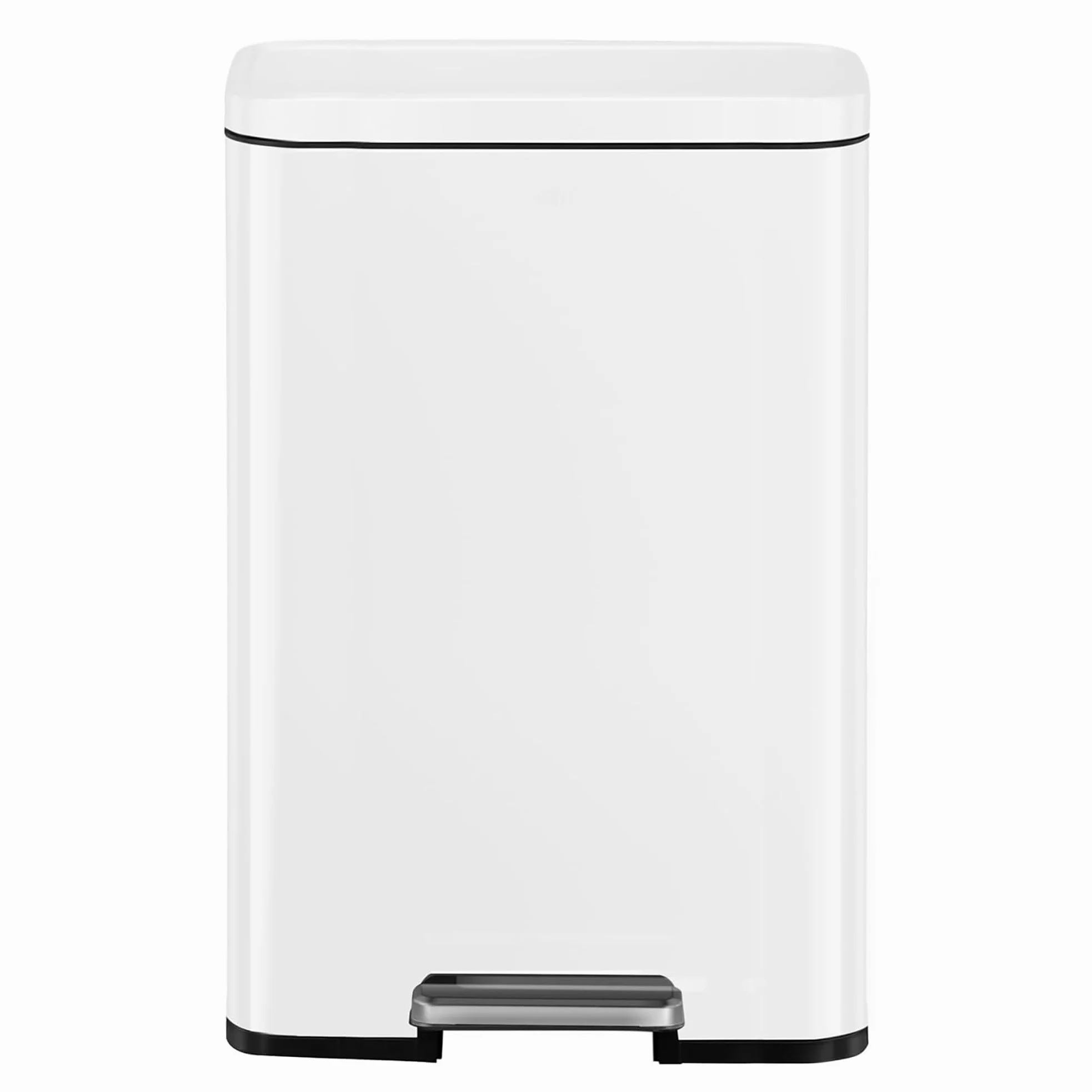 EKO Madison - Pattumiera da Cucina, 50 l, con Pedale e Coperchio a Chiusura Morbida, Colore: Bianco Opaco, in Acciaio Inox Anti-Impronta, Cestino Moderno e Robusto, Grande capacità per Il Riciclaggio