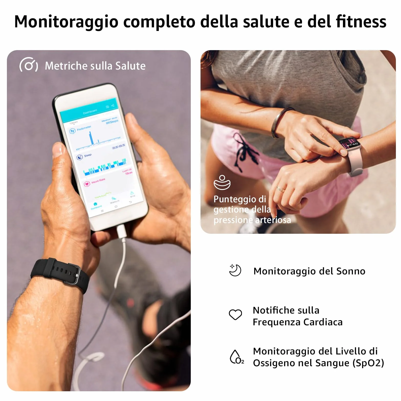AcclaFit Smartwatch Uomo Donna 1.85" Orologio con Chiamate 113 Sportive Contapassi SpO2 Sonno Cardiofrequenzimetro IP68 iOS Android