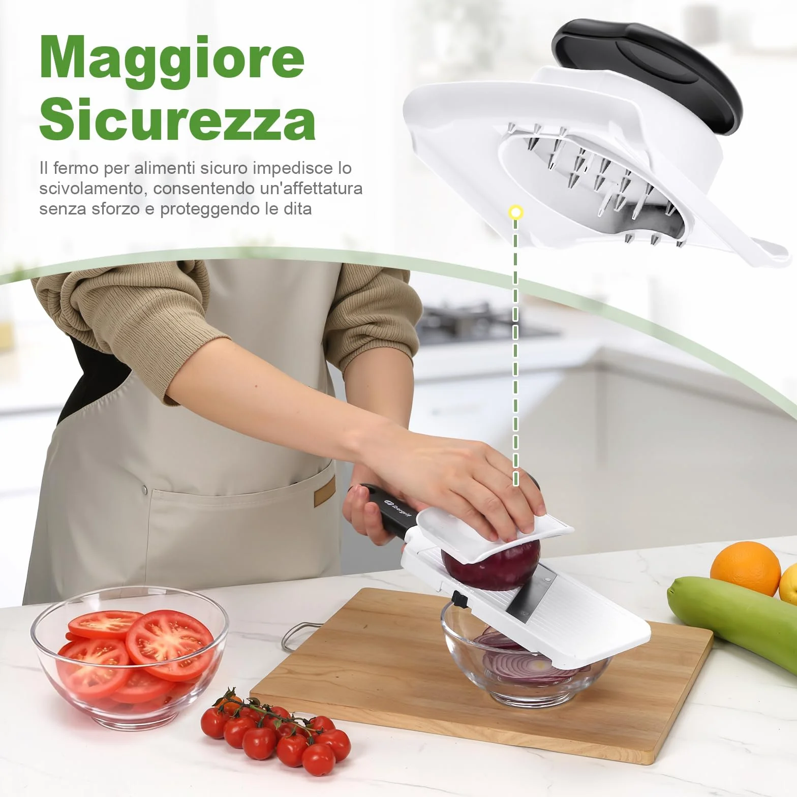 Ibergrif Mandolina per Verdure e Frutta Affettatrice Regolabile 1–4 mm con Protezione per le Dita