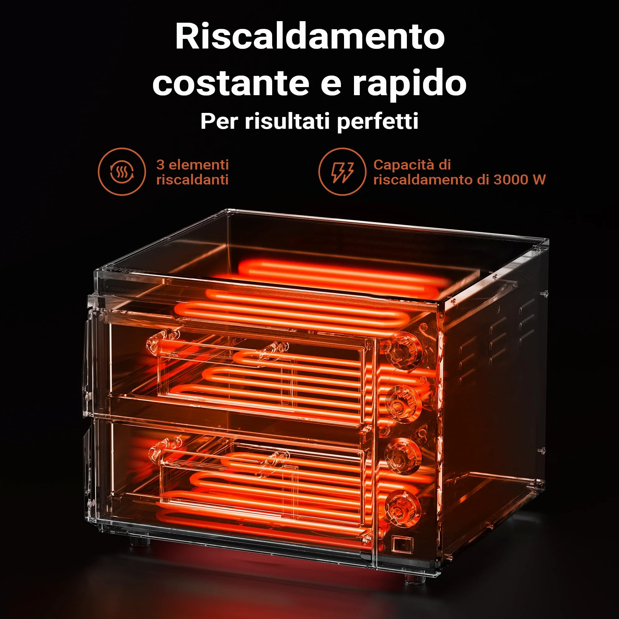 Wiltec Forno pizza elettrico a 2 livelli, con pietra refrattaria in cordierite, 3000W, 350°C Fornetto pizza