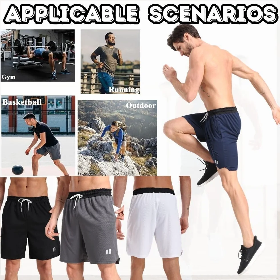 Pantaloncini sportivi da uomo con tasche ad asciugatura rapida per palestra corsa
