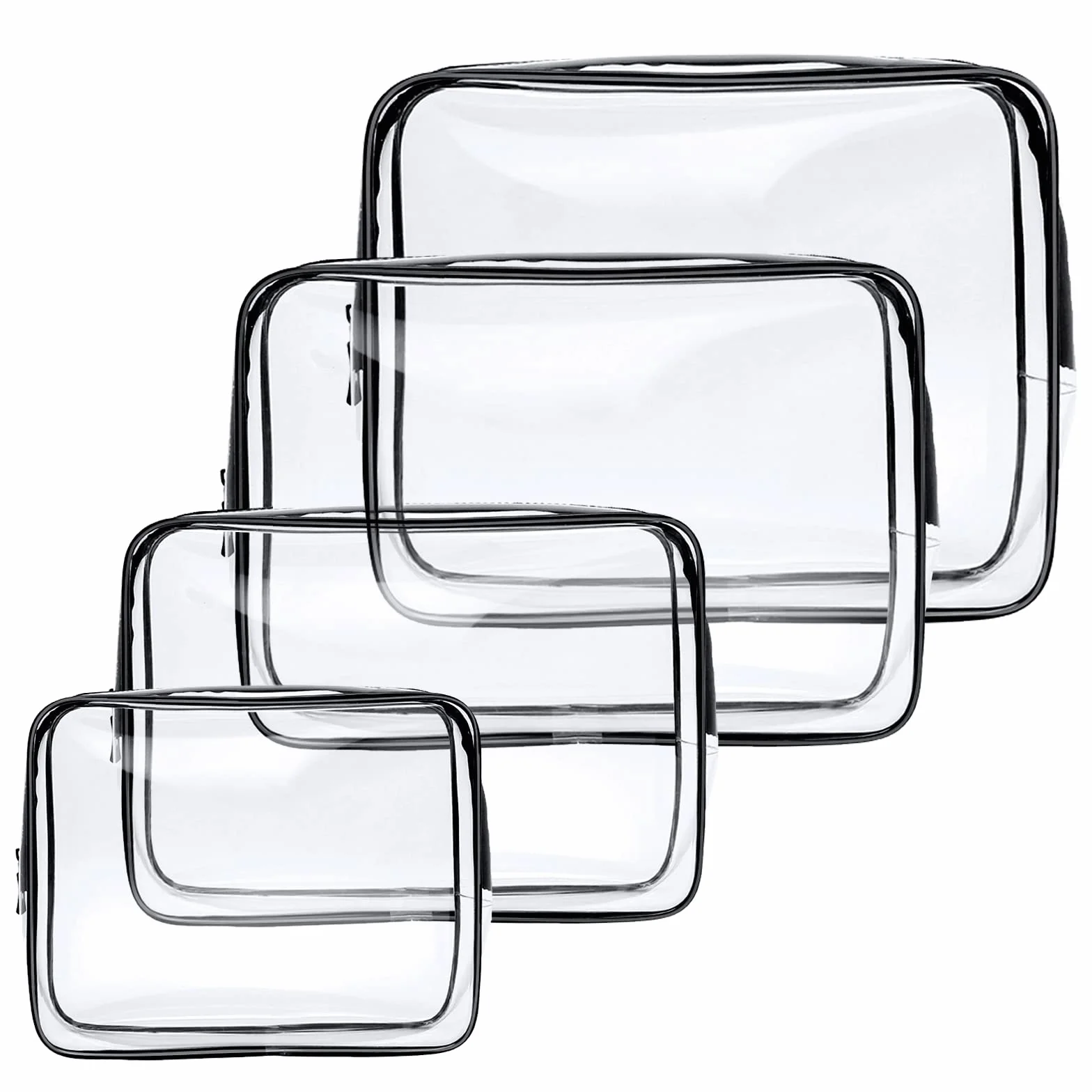Aucuu Beauty Case Trasparente 4 Pezzi Borse Impermeabili Borsa da Viaggio per Cosmetici