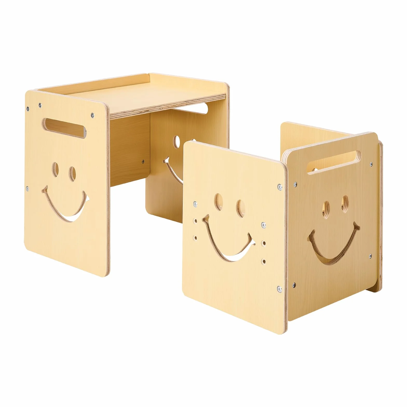 VEVOR Set Tavolo e Sedia per Svezzamento in Legno per Bambini 424 x 300 x 385 mm, Sgabello Regolabile 345 mm