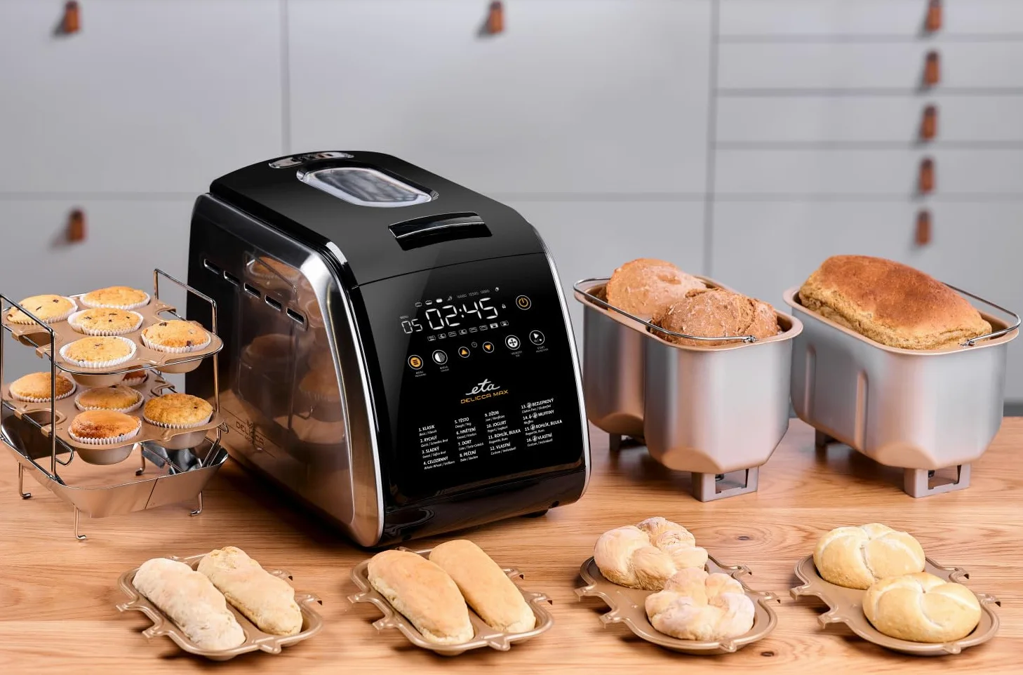 ETA Delicca II Max I - Macchina per il pane fino a 1,5 kg, 2 ganci per impastare, completamente automatica, 16 programmi, 850 W, macchina per il pane