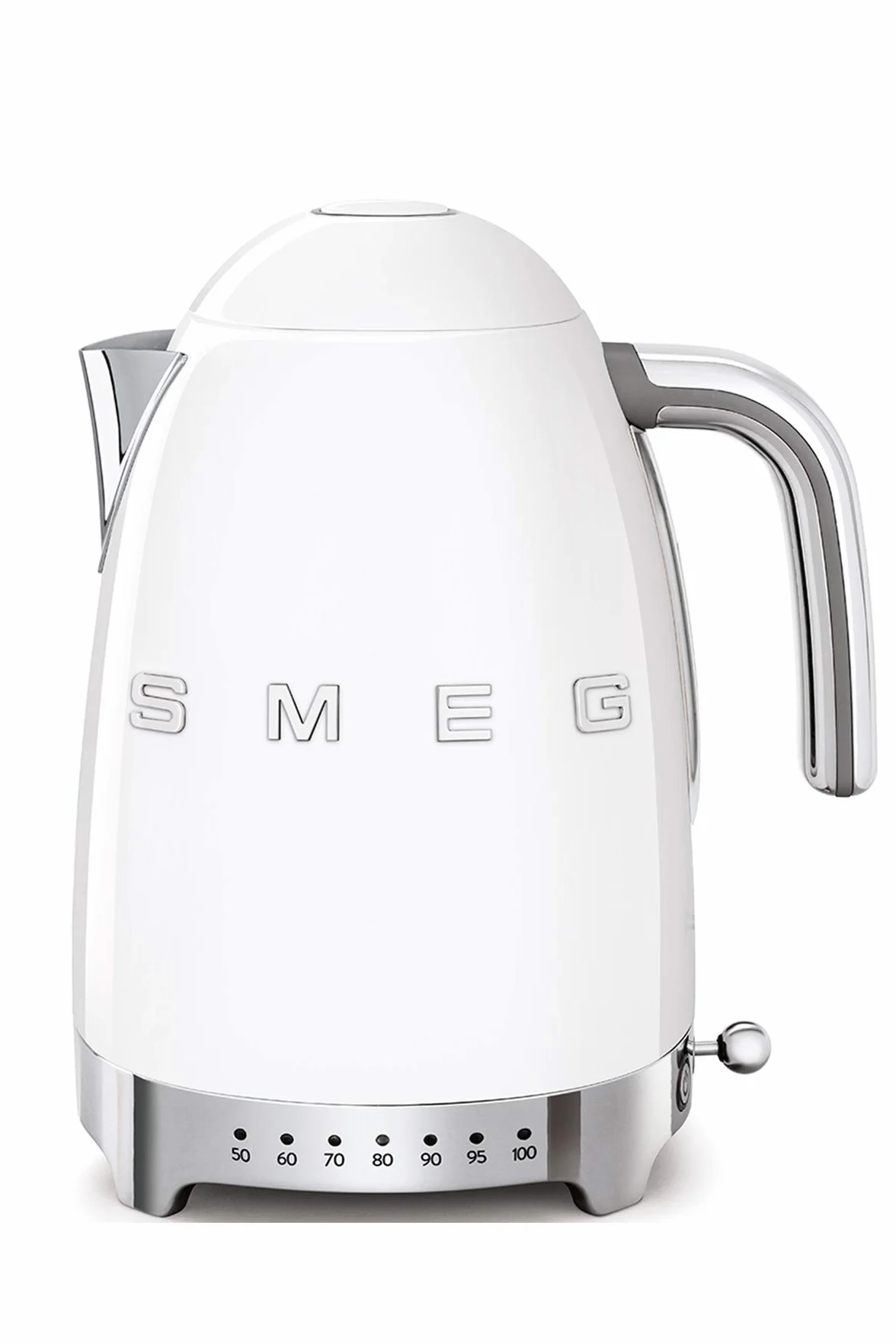 Smeg, Bollitore Temperatura Variabile KLF04WHEU 1,7L, Più Livelli di Temperatura, Filtro Anticalcare Lavabile, Autospegnimento Sicurezza, Indicatore Livello Acqua, Avvolgicavo, Potenza 2400W, Bianco