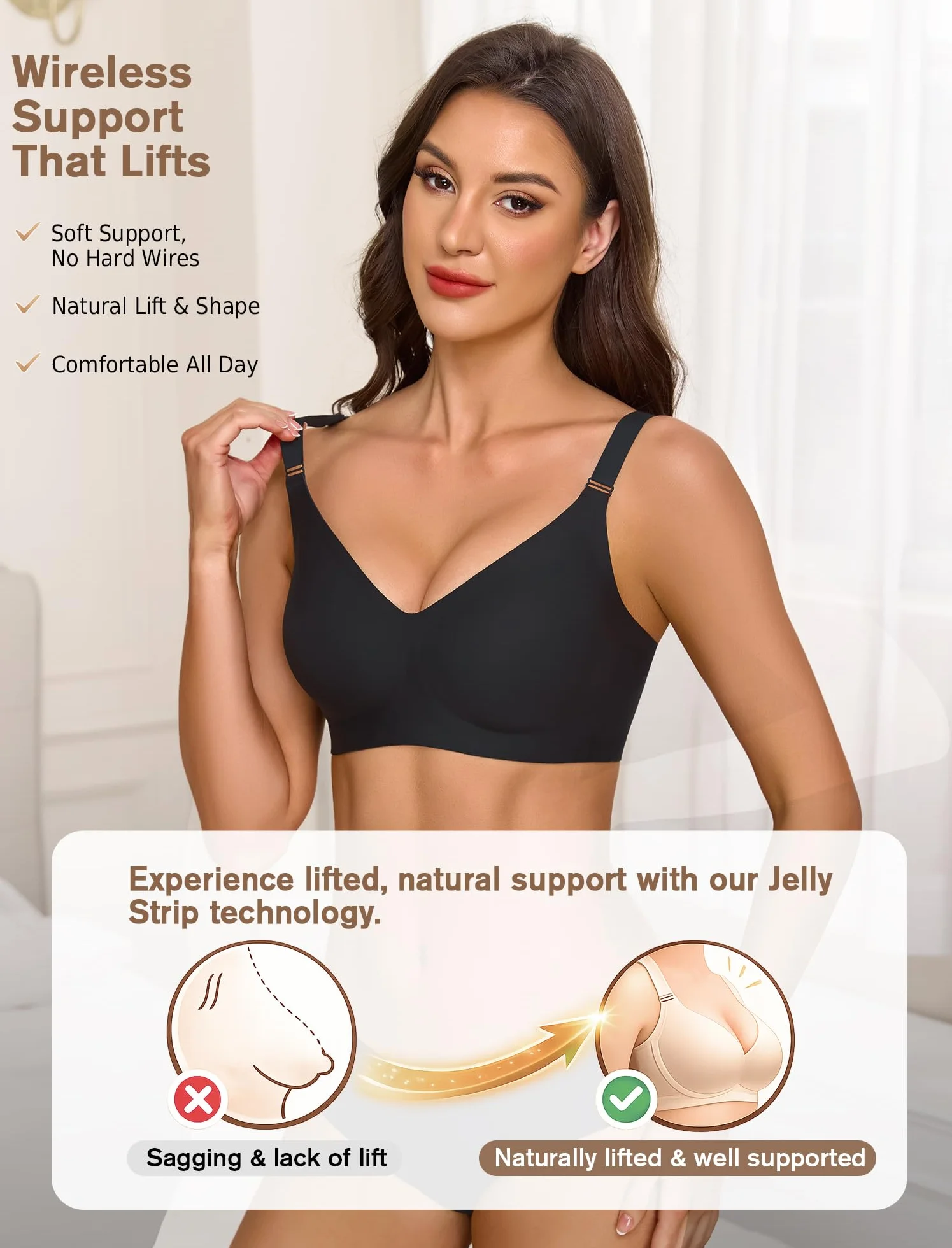 Reggiseno Donna Push Up Senza Ferretto Imbottito Seamless Comodo T-Shirt Invisibile Coppa Intera Comfort Classico Bralette per Seni Normali e Grandi