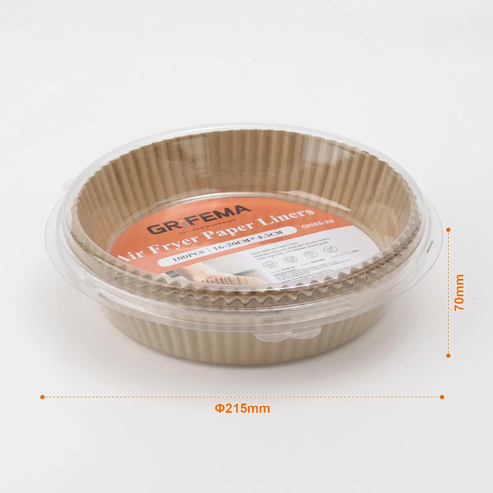 GRIFEMA Carta Forno per Friggitrice ad Aria Calda, Rotonda 100PCS, 16-20 cm, 2.2-4.5L, BPA Free