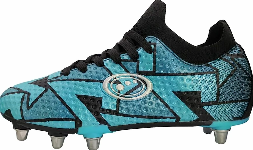Optimum Aztec - Scarpe da rugby a 6 tacchetti, mobilità e precisione superiori, leggere, comfort, vestibilità sicura, trazione migliorata per movimenti agili, JNR e SNR, taglie 36-44, colore: blu