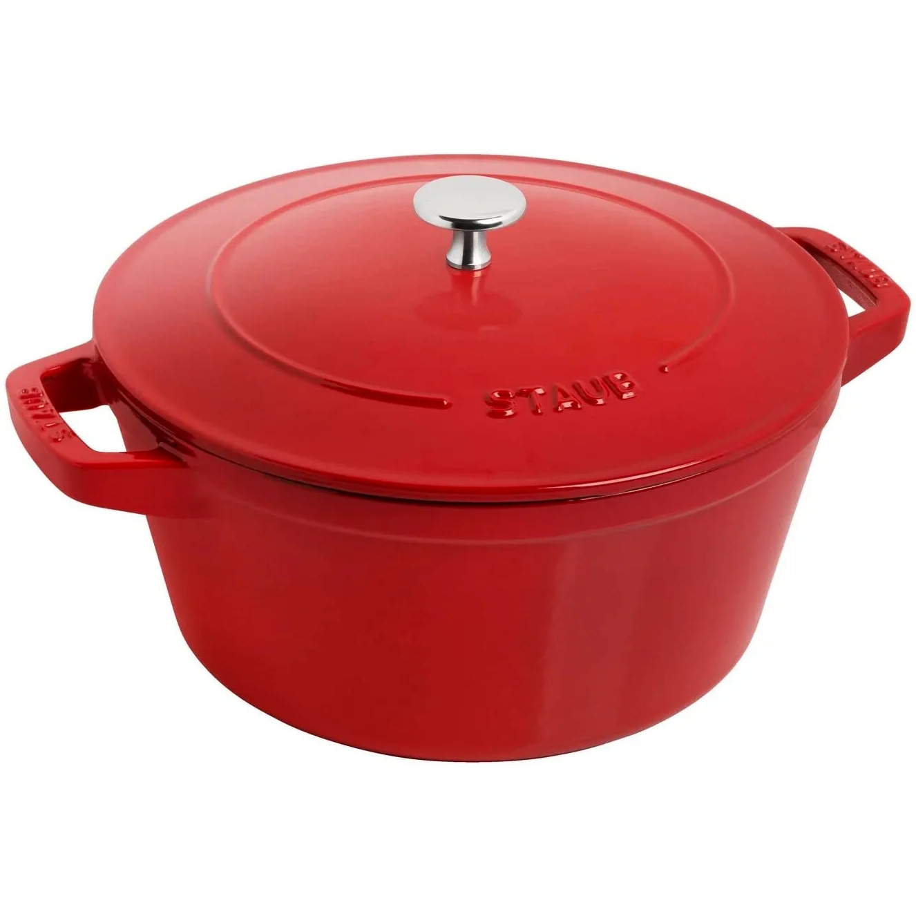 STAUB La Cocotte - Set di pentole rotonde in ghisa, 3 pezzi, colore: Rosso ciliegia