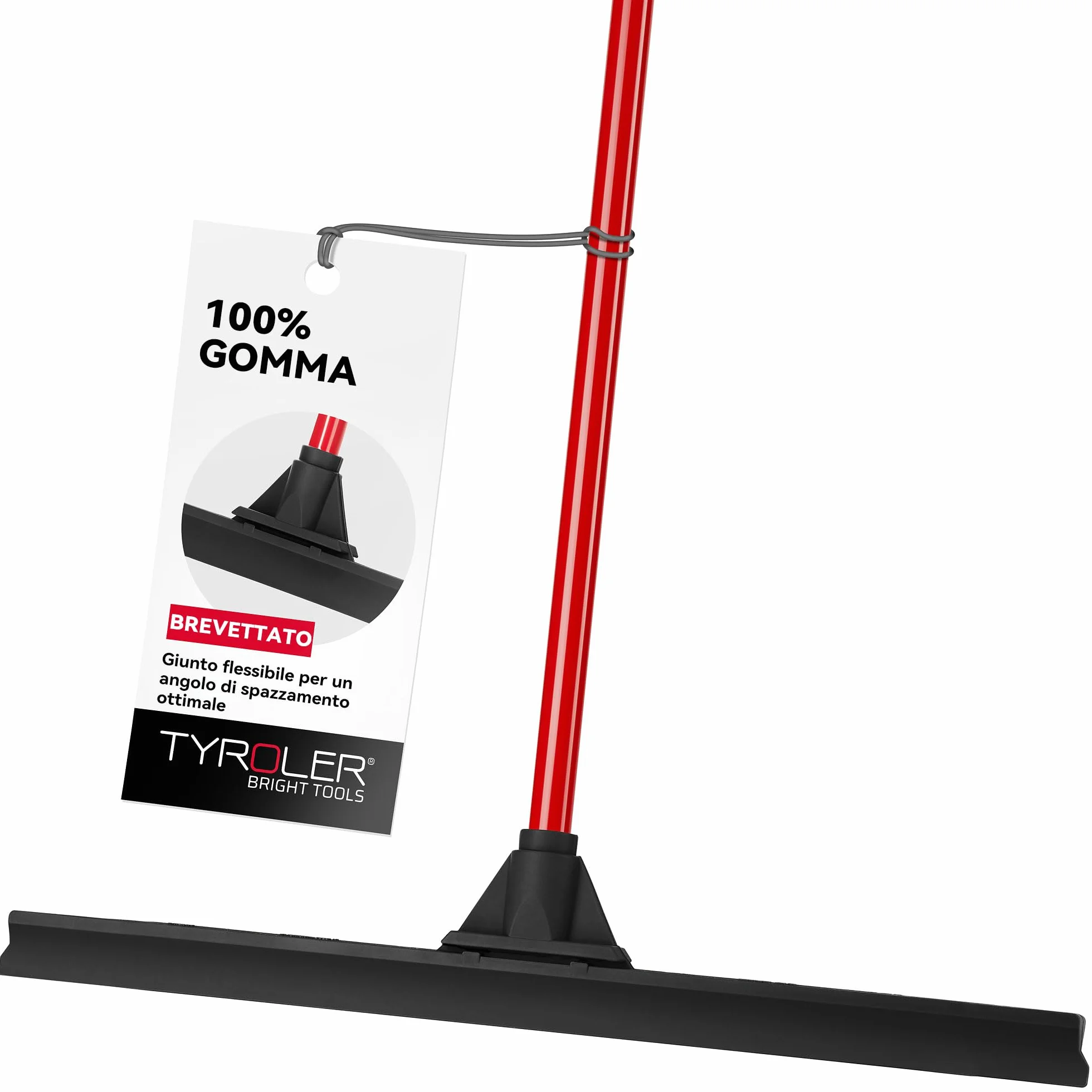 Tyroler Tira Acqua Pavimenti esterno da 60 cm | Testa in Gomma 100% | Manico Antiruggine da 140 cm tergipavimento spingiacqua | tiraacqua pavimenti esterni | tiracqua per pavimento