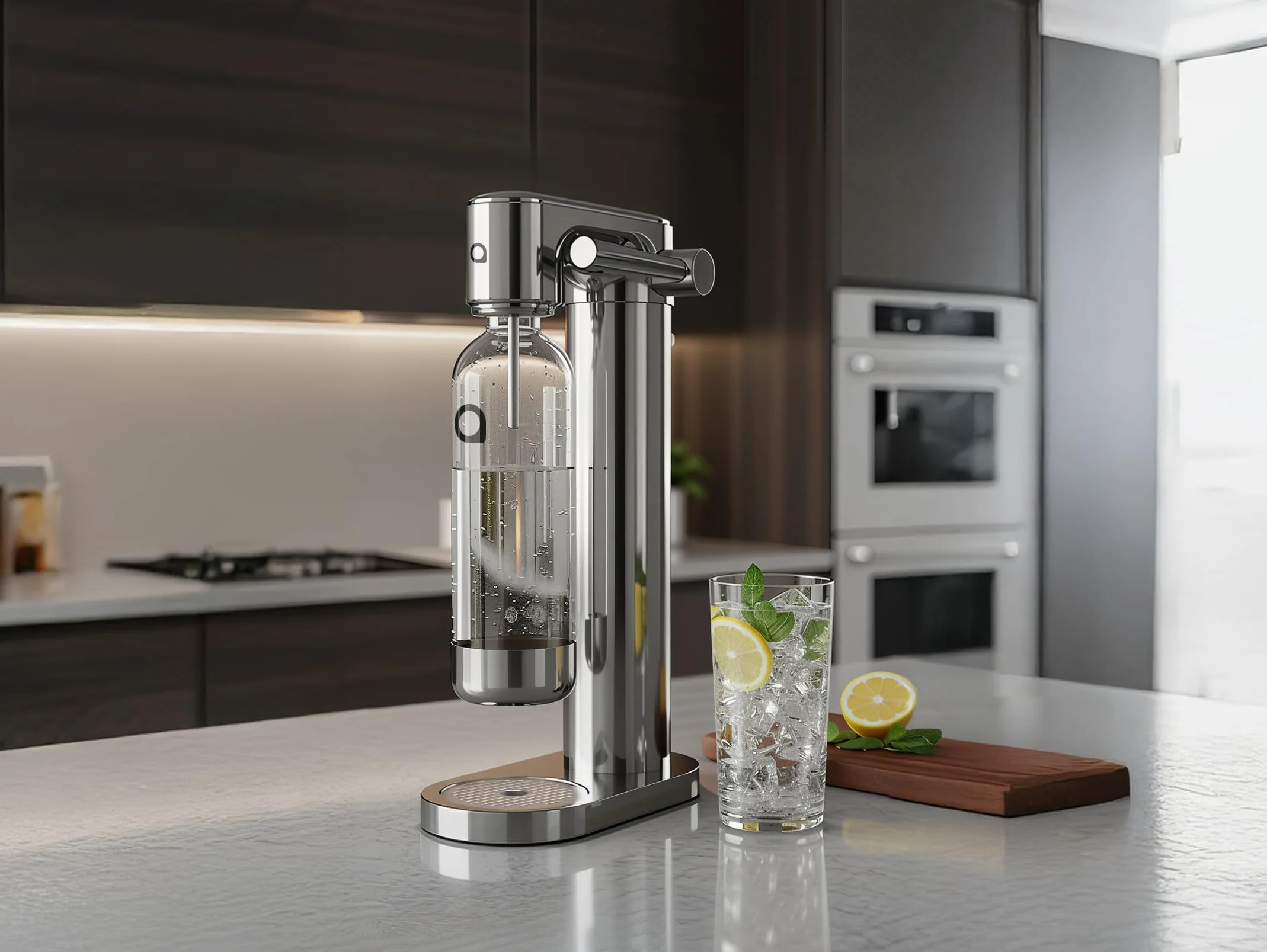 Aquafloow Macchina Soda per Acqua Frizzante in Acciaio Inox, Gasatore d’Acqua con CO₂ Ricaricabile, Bombola 60L, Bottiglia Senza BPA