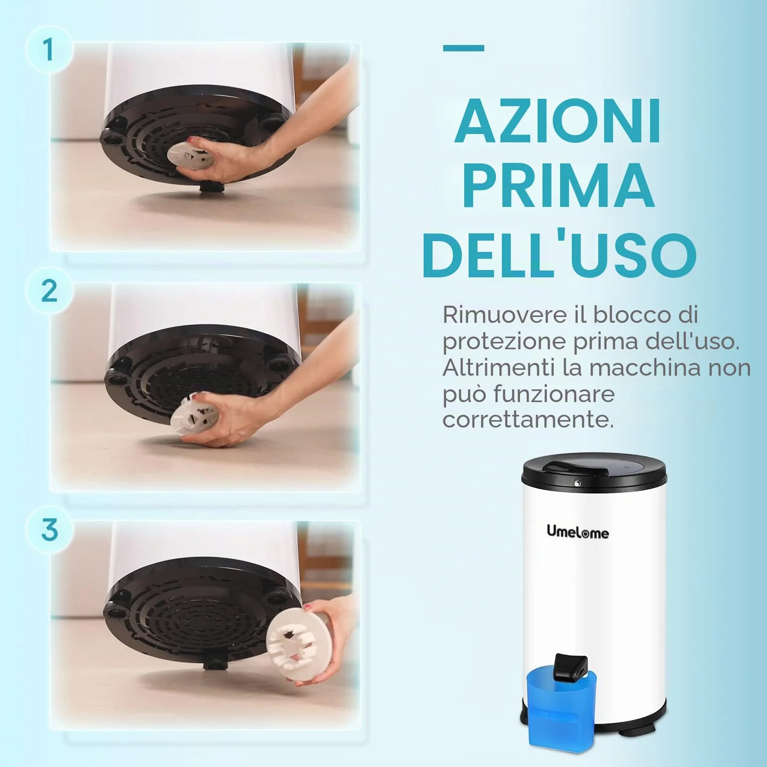 Centrifuga per Biancheria 6kg Umelome, 2800 RPM Risparmio Energetico, Bianco