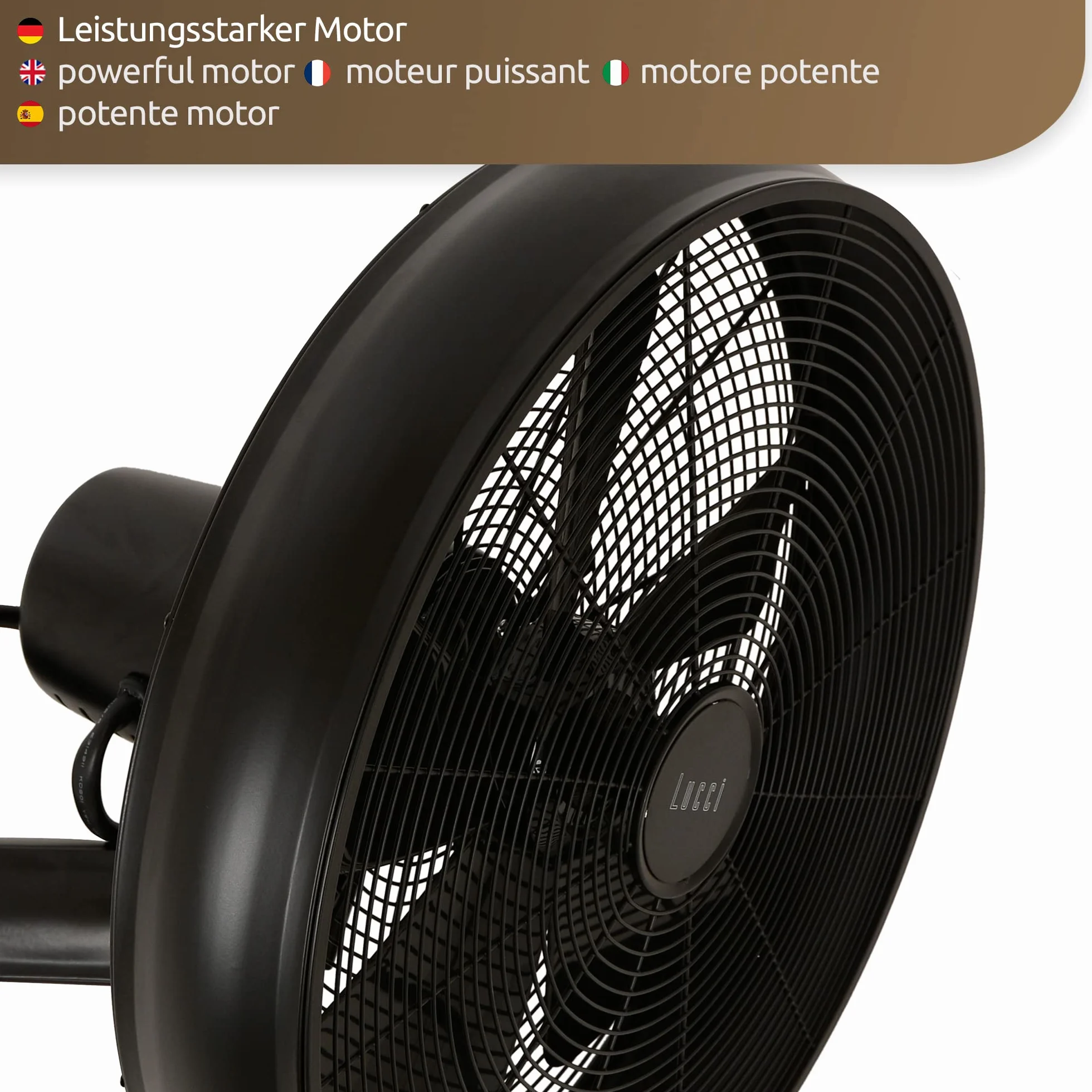 LUCCI AIR Breeze Ventilatore da Parete con Telecomando, Acciaio, Nero