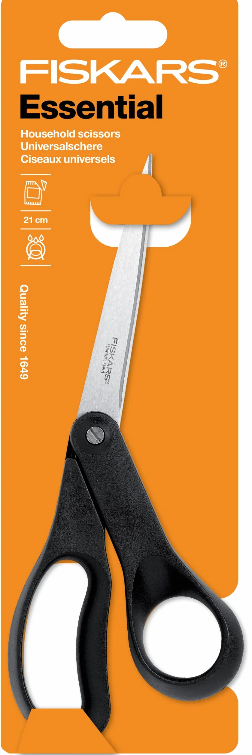 Fiskars Forbici universali 21 cm Acciaio Plastica Essential Inossidabile Nero