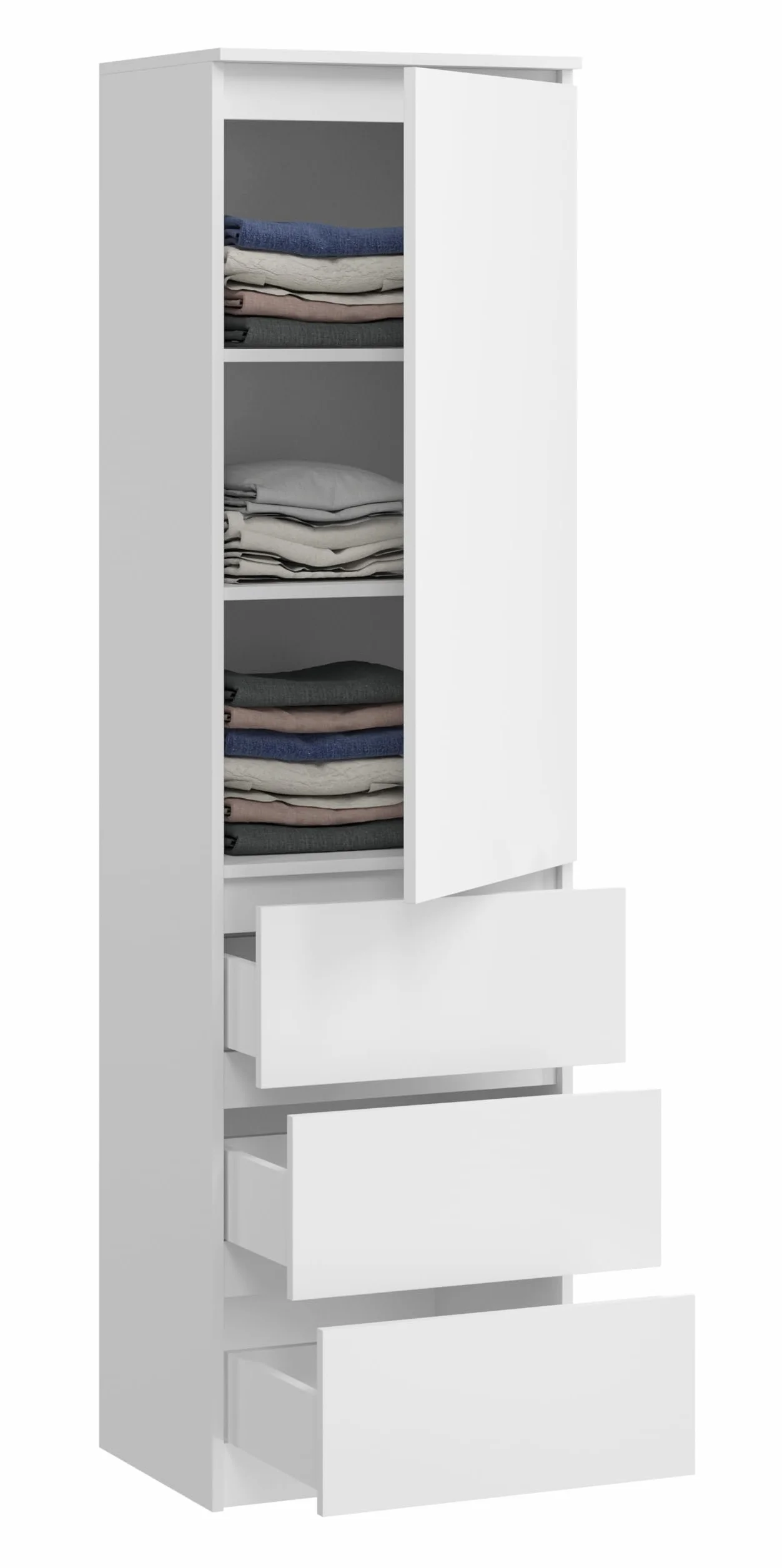 Armadio multiuso con 3 cassetti 3 scomparti e ante - Armadio per casa e ufficio 180,5x50x40cm (Bianco)