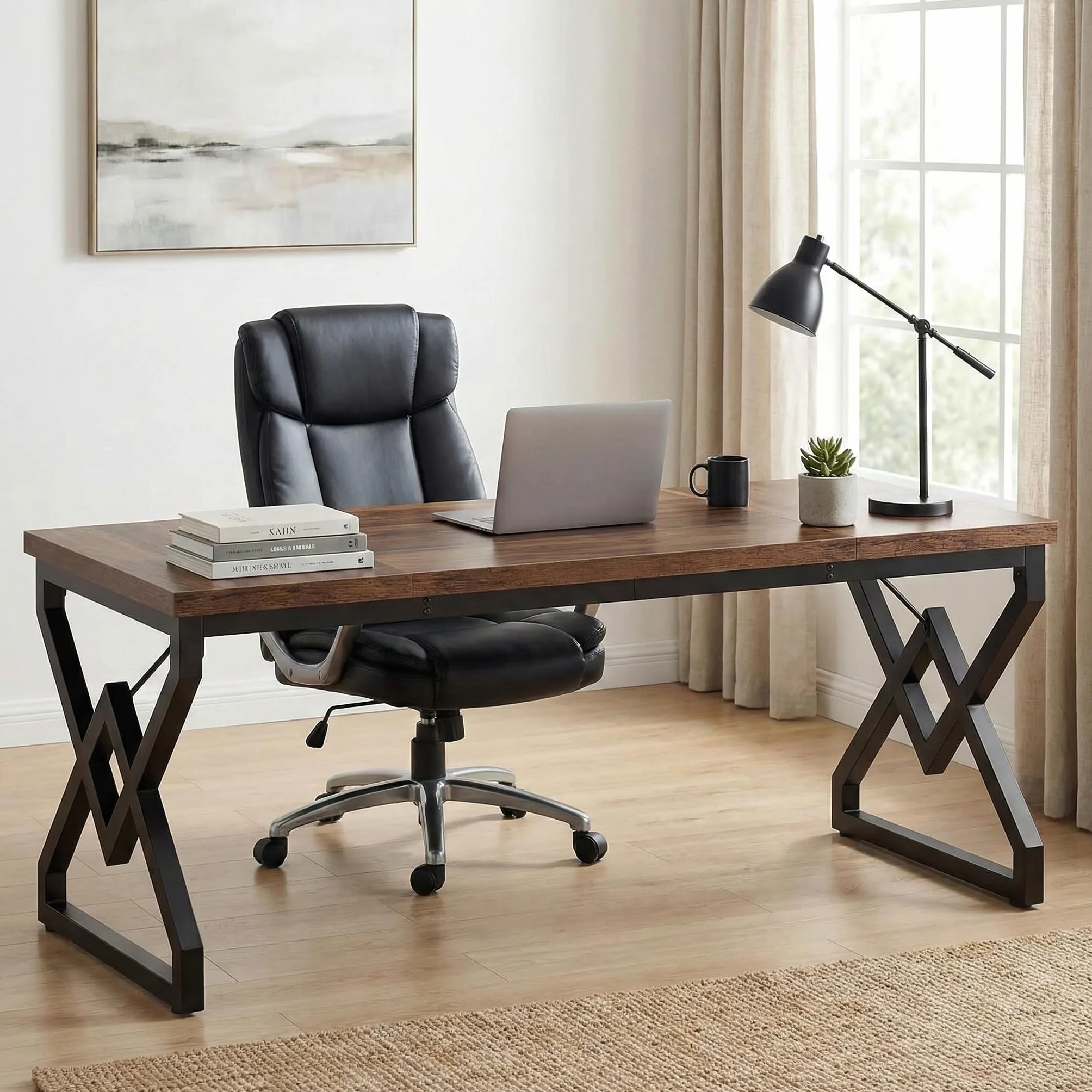 Lailang 160cm Scrivania, Scrittoio Vintage, Tavolo Ufficio Riunioni, Scrivania In Legno, Mobili Ufficio Moderni, 160 x 18 x 18 cm, Vintage Brown