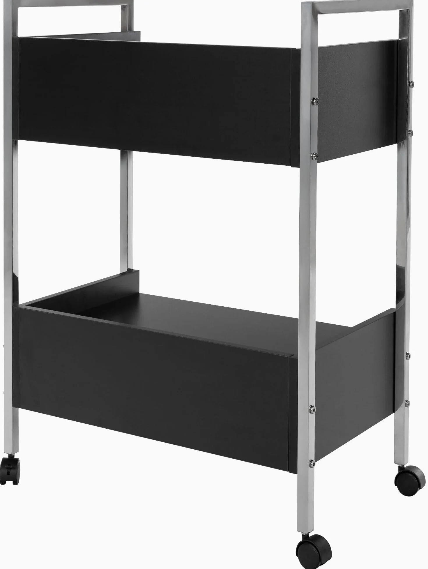 CLP Carrello Multiuso di Lusso I Carrello Multiuso su rotelle I Carrello con Due cassetti e Ripiani, Colore:Nero