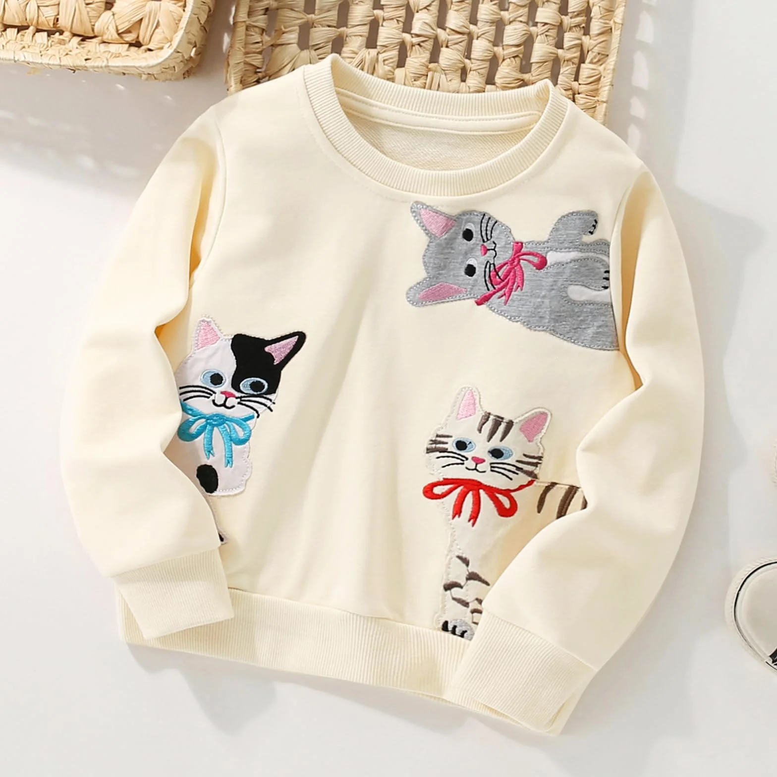 Felpa Bambina Senza Cappuccio Pullover Bimba Cotone Maglione Girocollo Unicorno 2-8 Anni