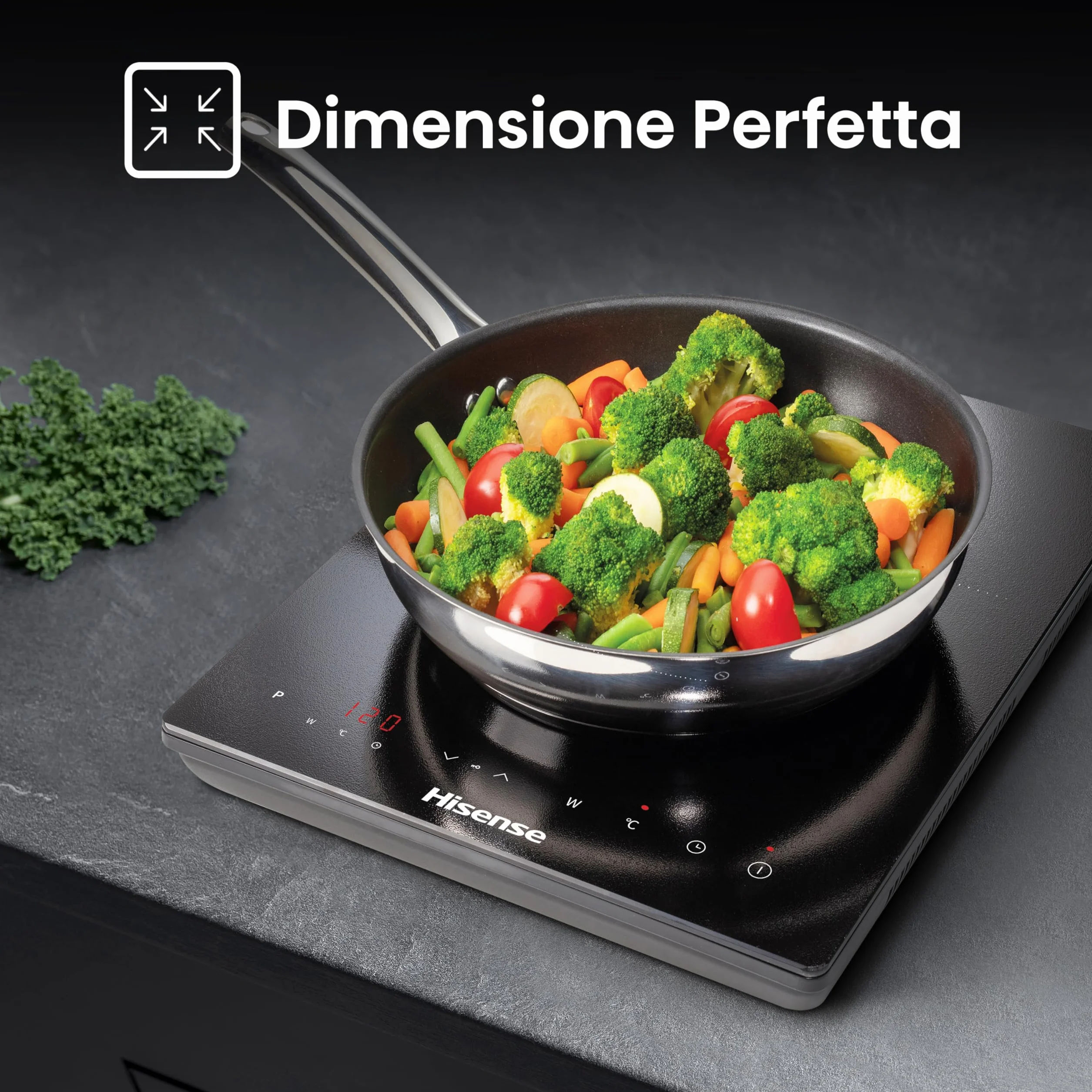 Hisense HIC2000Y Piano a Induzione Portatile 2000W 10 Livelli Timer Power Boost Controlli Touch Vetroceramica Nero