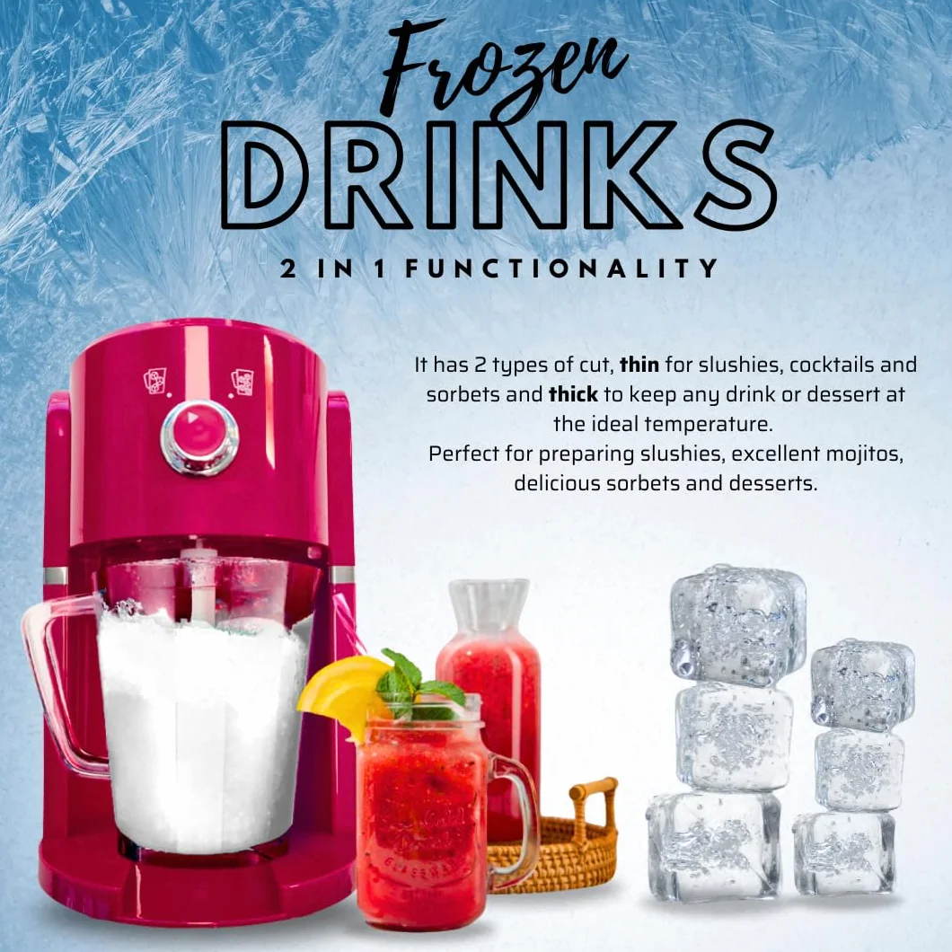 Tritaghiaccio Elettrico Frozen Drinks Lama Acciaio Inox Capacità 1.1L 30W