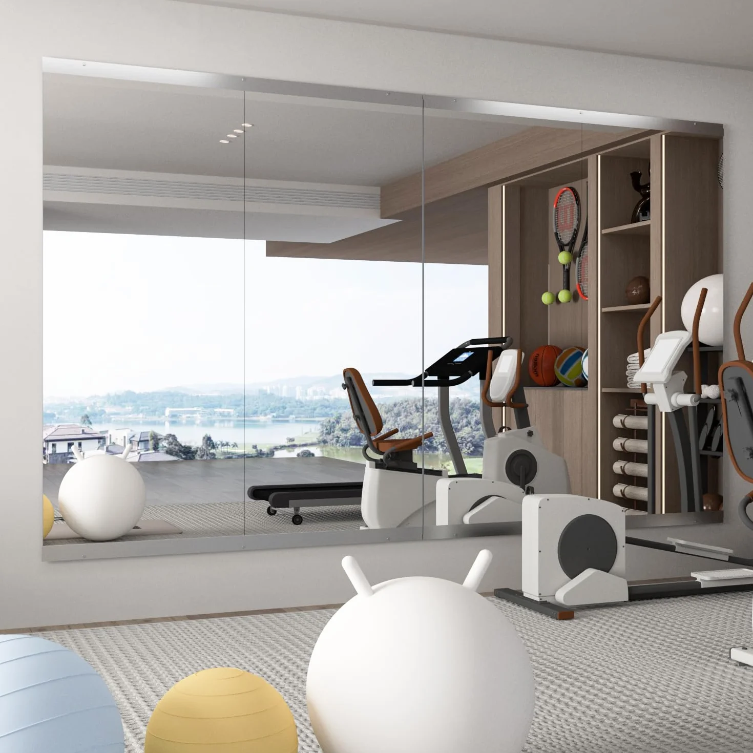 Specchio per palestra casa,144,5 x 60 cm - 2 pezzi grande specchio da yoga, specchi a figura intera fitness, vetro temperato, montaggio a parete, studio di danza, garage