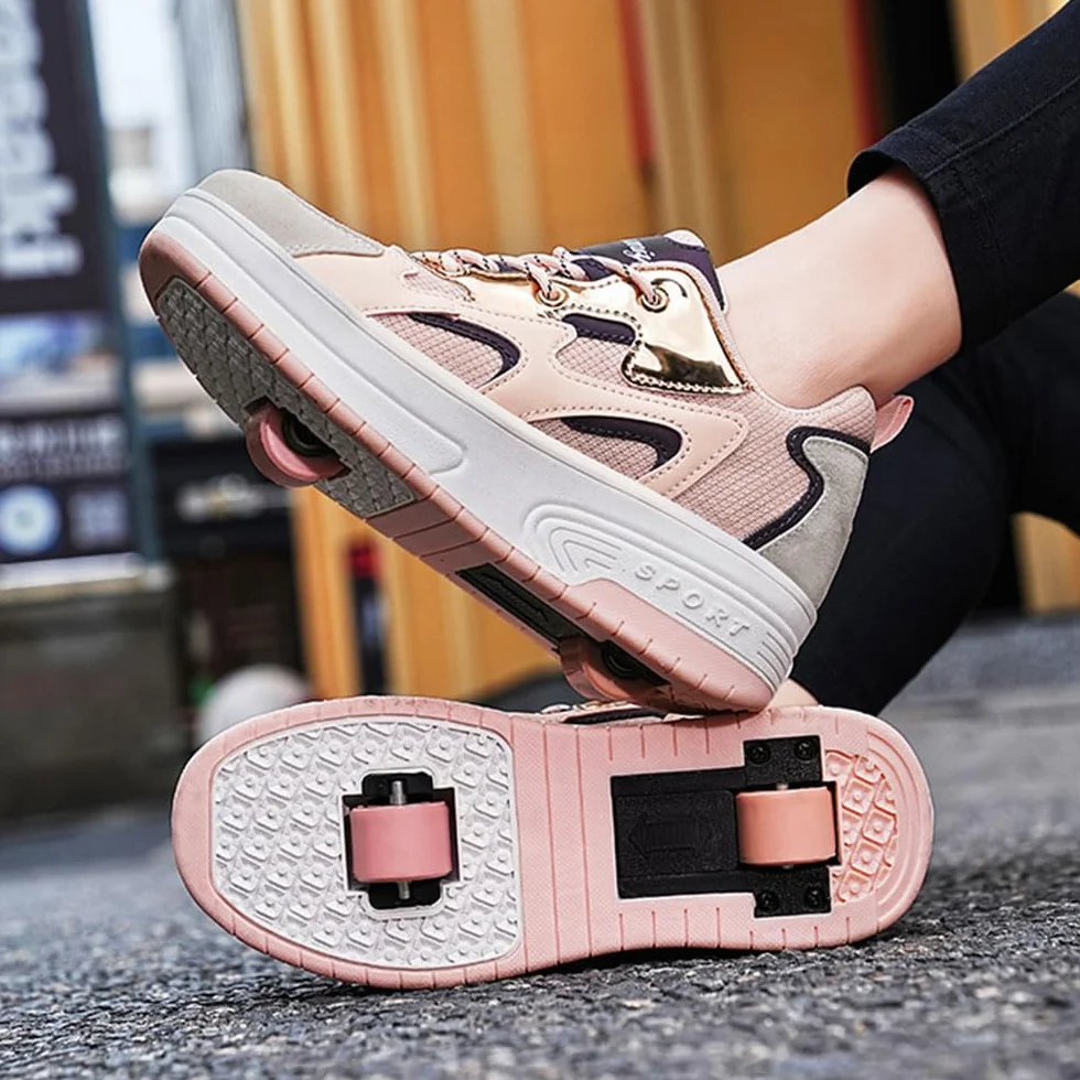 ENEN Scarpe con Rotelle Bambina Sportive da Skateboard 2 Ruote Sneakers Outdoor Multisport Pattini