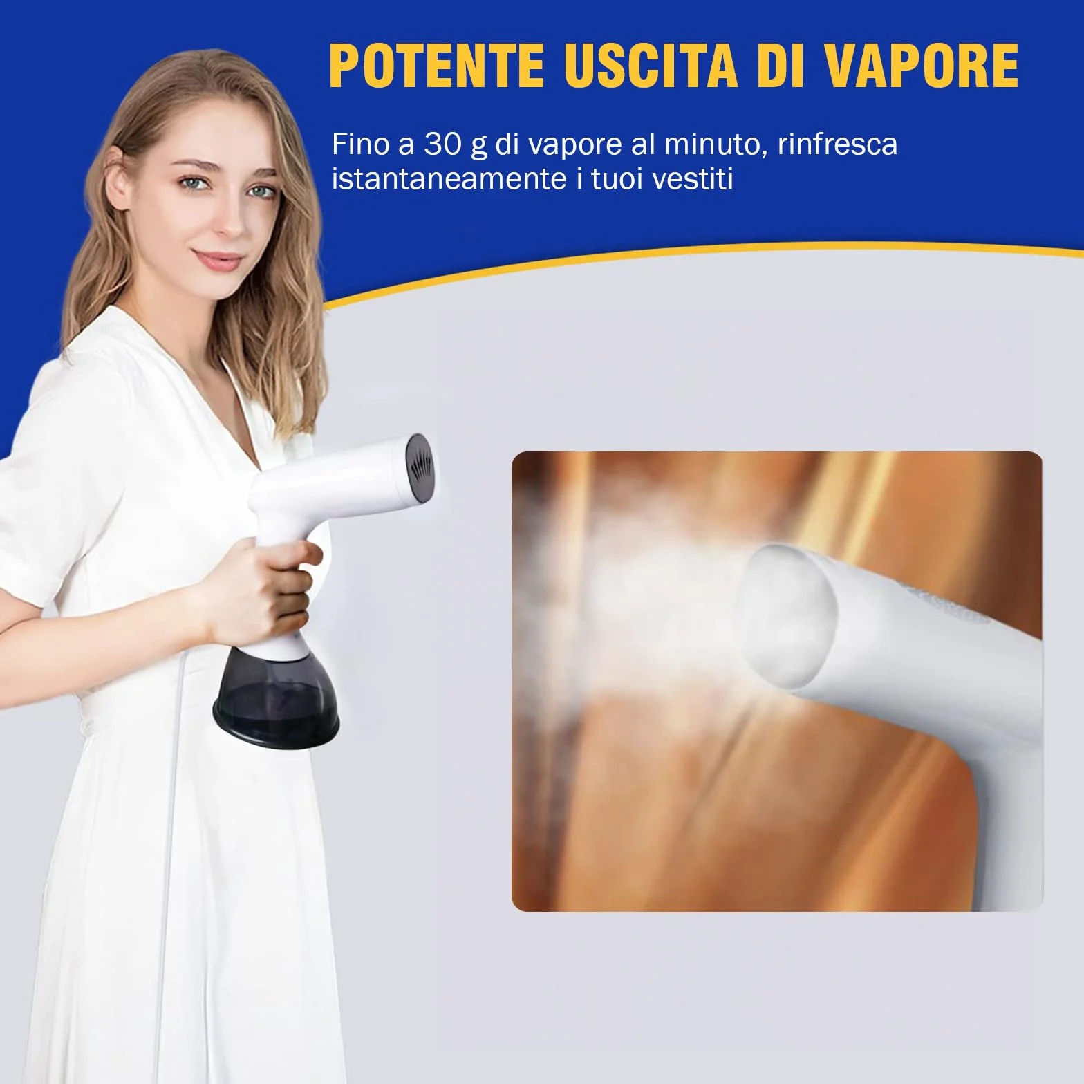 Rolipo Ferro Stiratore Verticale per Abiti, Stiratore a Vapore Portatile da 30g/min, Serbatoio da 400ml, Piastra di Terza Generazione, per Casa, Ufficio e Viaggio