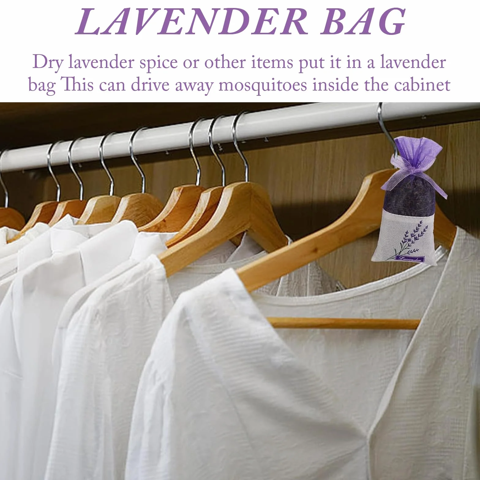 MOLIMOLI Bustina per Lavande Vide, 20 Pezzi Sacchetto di Lavanda in Organza con Ricamo Lavanda, Protezione Naturale Antitarme per Armadi, Auto, Confezione Regalo