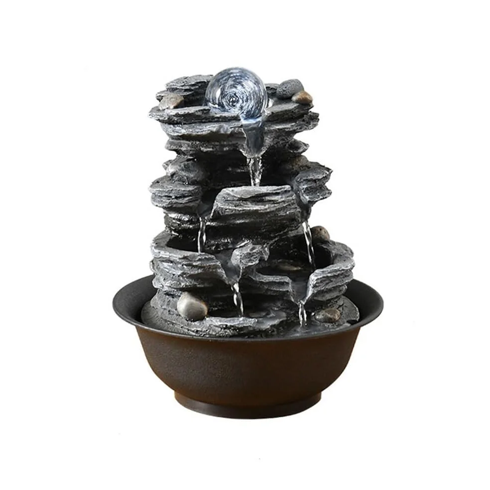 Fontana da Tavolo Piccola Fontana da Tavolo con Fontana a Forma di Roccia, Ornamenti for Acqua Corrente, Fontana a Sfera Feng Shui, Fontana con circolazione dell'Acqua Fontana Interna