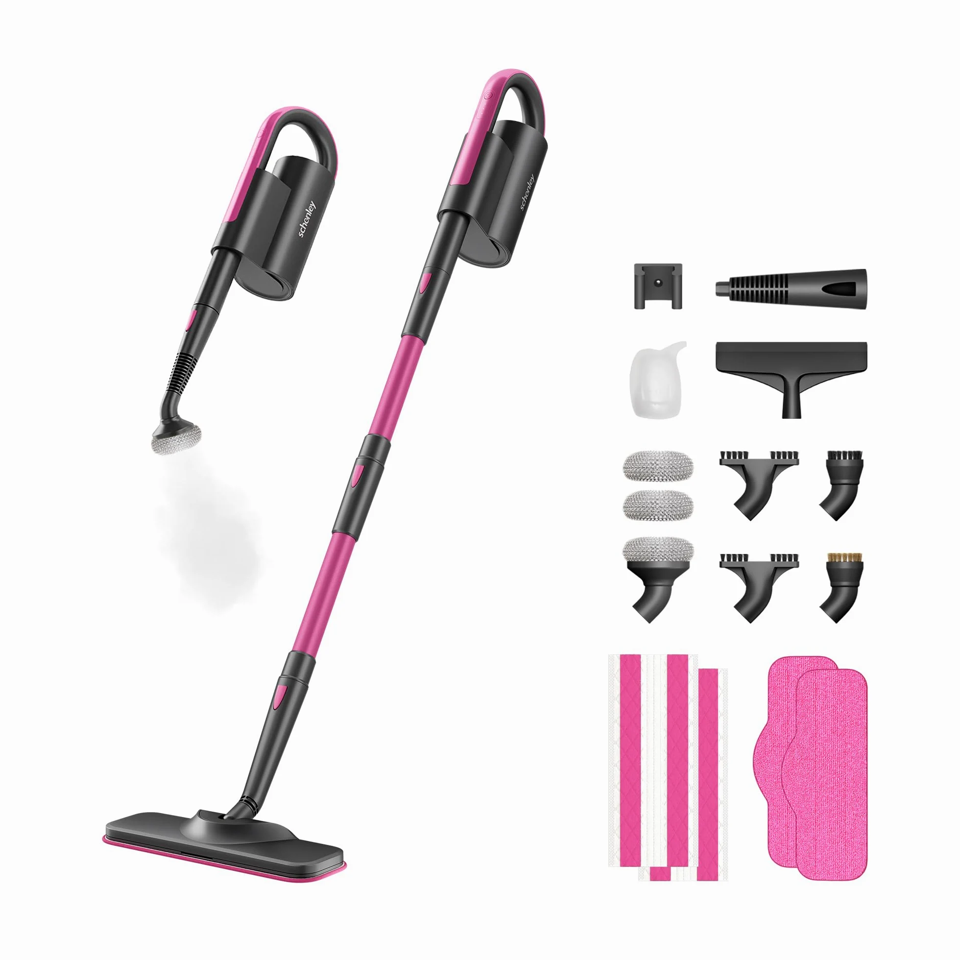 Schenley scopa a vapore 19-in-1 con vaporetto staccabile, design a doppio tubo per pavimenti, piastrelle, pareti e fughe, completo di accessori