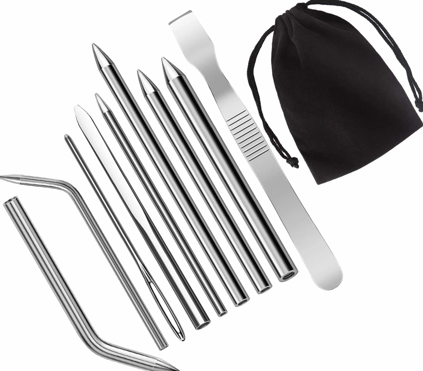 LUTER Set di 9 Aghi di Paracord FID Acciaio Inossidabile Ago di Allacciatura per Tessitura Cuoio Braccialetto