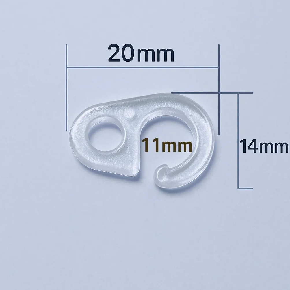 Occhielli trasparenti per bastoni tende Ganci in Plastica 11mm 55pz