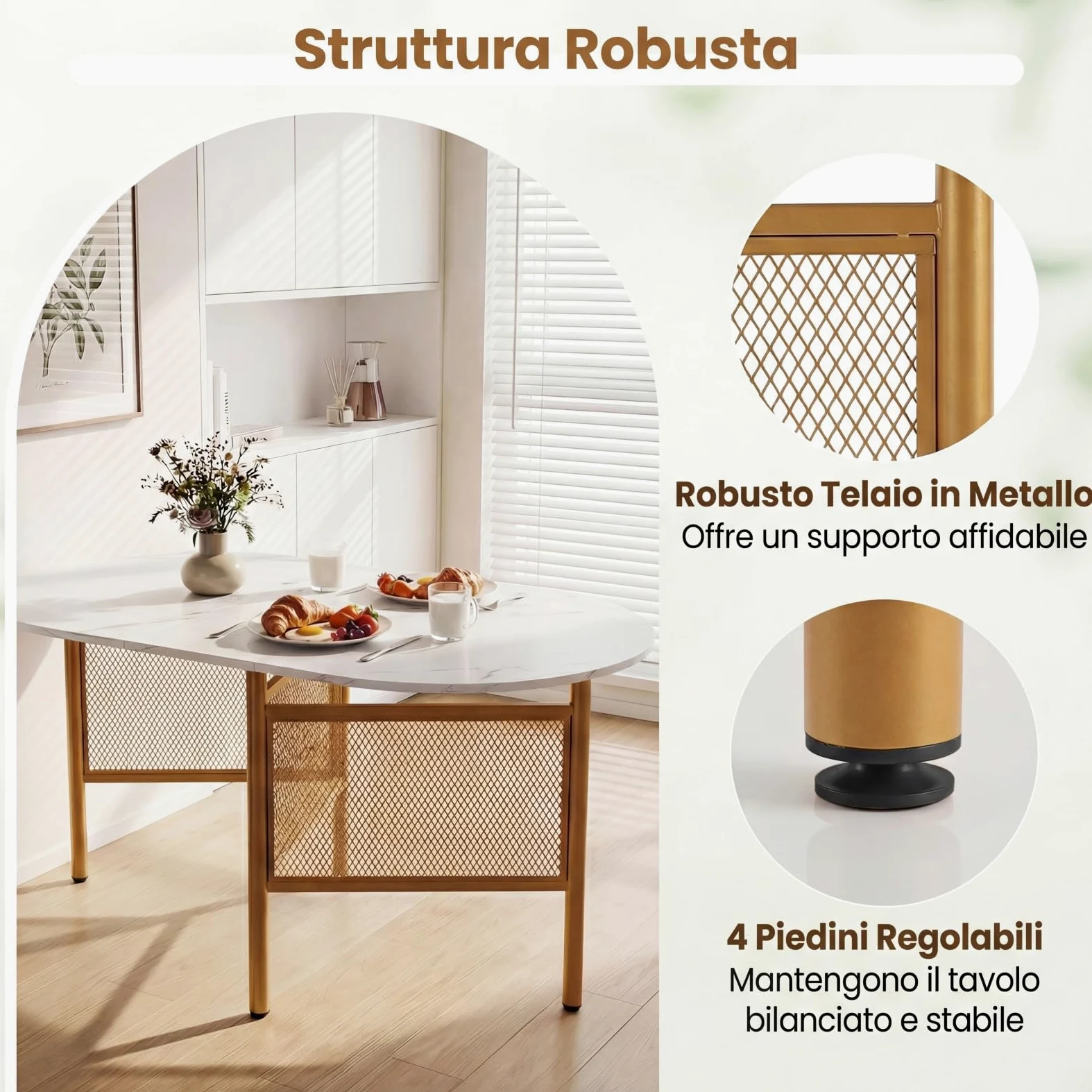 COSTWAY Tavolo da Pranzo Pieghevole per 6-8 Persone, Tavolo Consolle Estensibile Salvaspazio con Ali Ribaltabili con Ganbe in Metallo per Cucina e Soggiorno, 150 x 80 x 76 cm (Bianco)