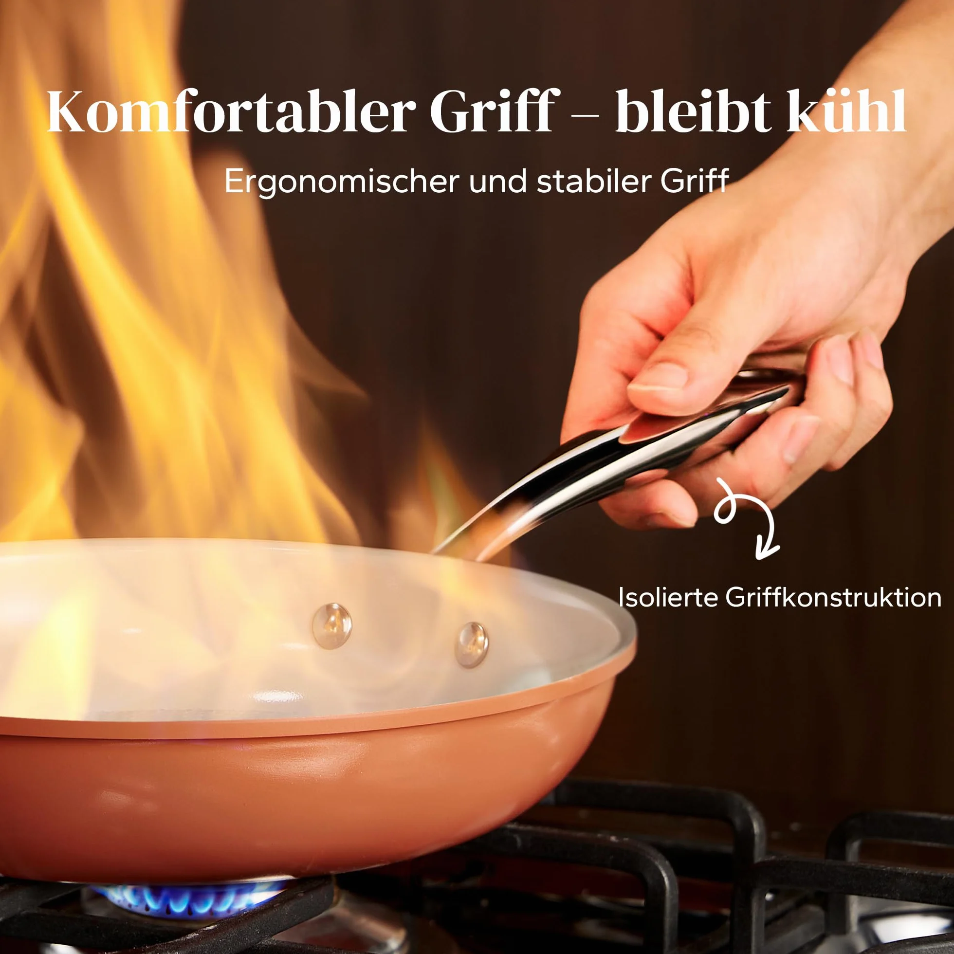 Redchef Set di 6 padelle in ceramica, adatte a tutti i tipi di piano cottura, incluse quelle a induzione, non adesive, 20/24/28 cm, senza PTFE, senza PFAS, PFOA, adatte a tutte le cucine