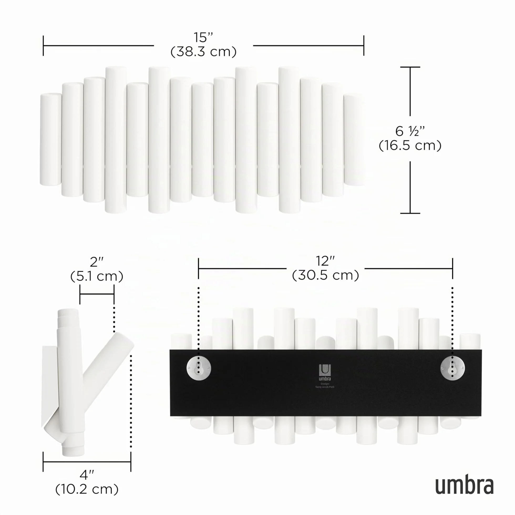 Umbra Picket 5 Appendiabiti da Parete Bianco Pino