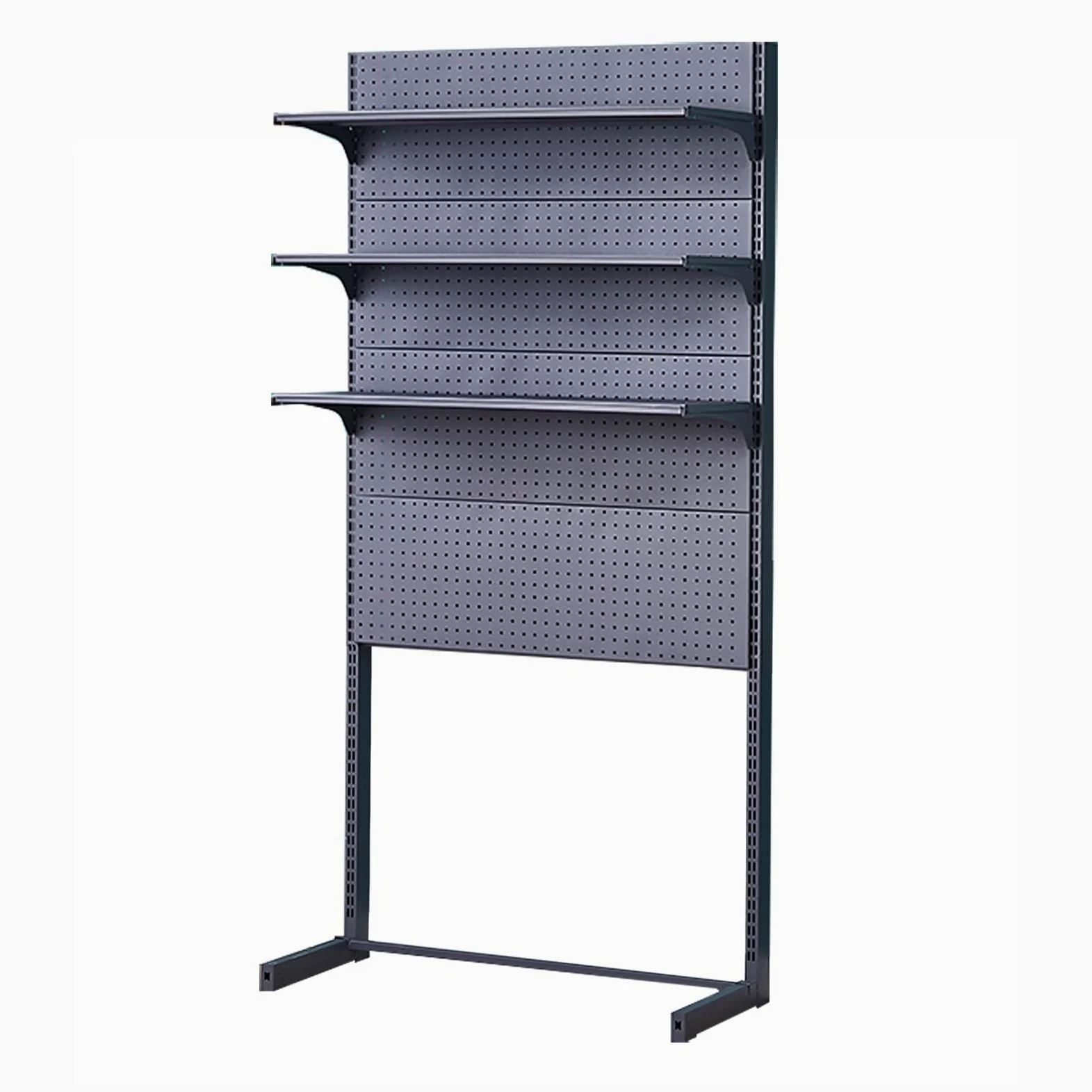 Pegboard da Scrivania, Ripiani Regolabili in Altezza, Pannello Porta Attrezzi Autoportanti, Pannello Forato Metallo, Pannello Portautensili Grandi(Grigio,106x186cm/41.7 * 73in)