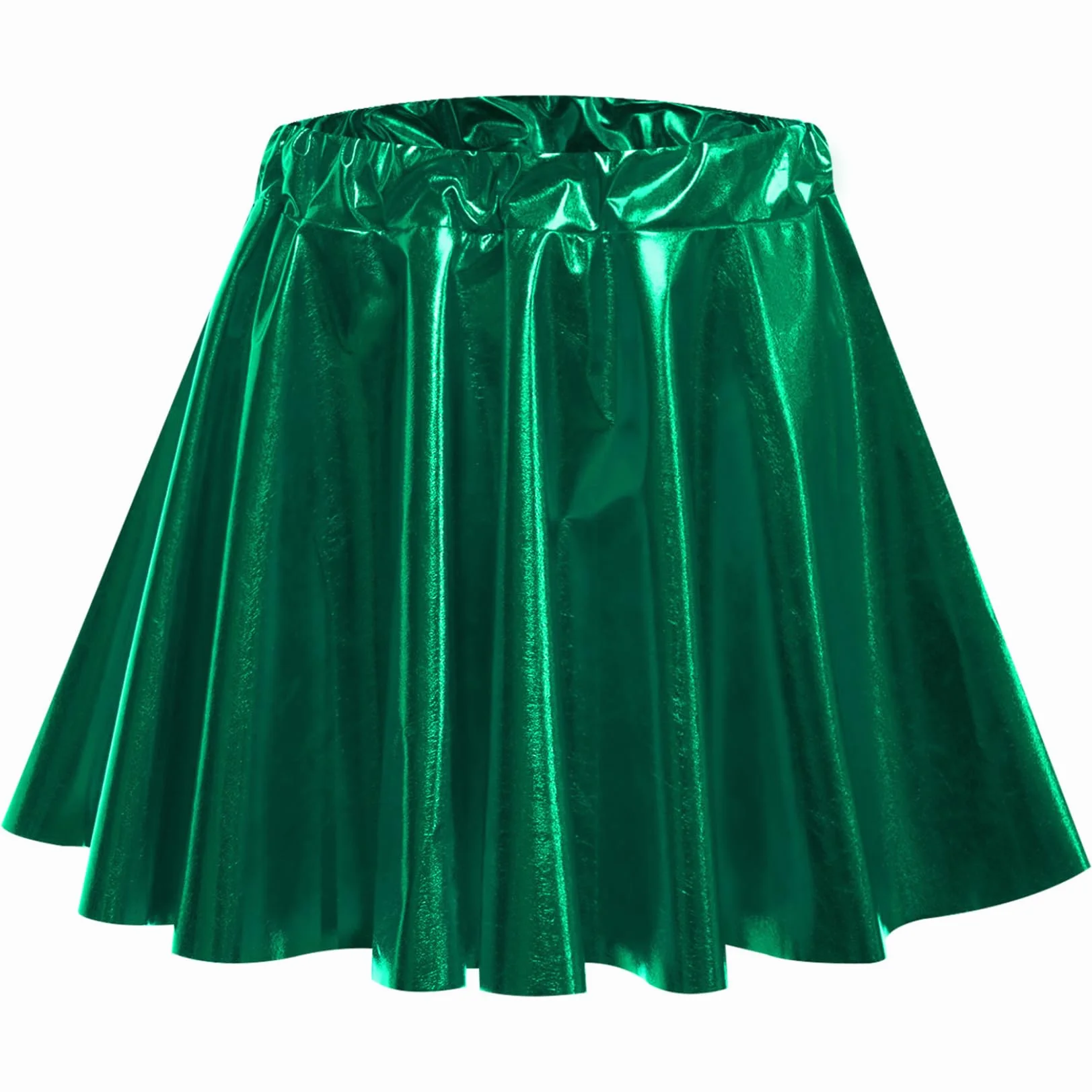 Bambine Ragazze Balletto Danza Gonna Svasata Pieghettata Aline Mini Glossy Metallizzato