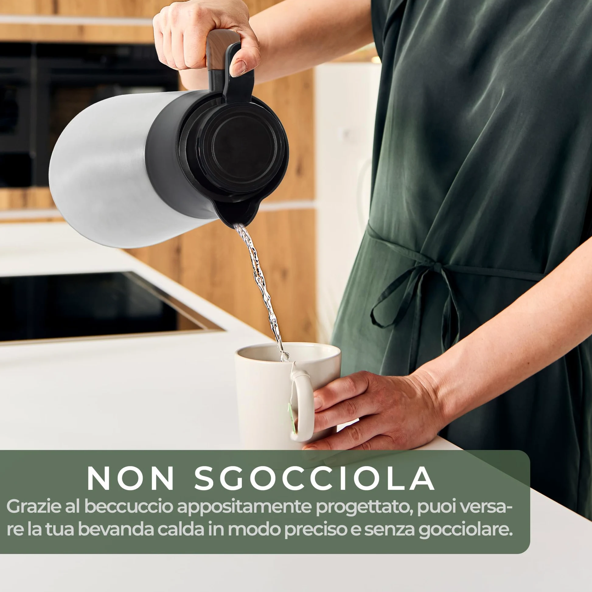 WALDWERK Caraffa Termica (1,5L) – Thermos Caffè in acciaio inox 304 a doppia parete – Brocca Isolante con beccuccio antigoccia – Bottiglia Termica per Caffè