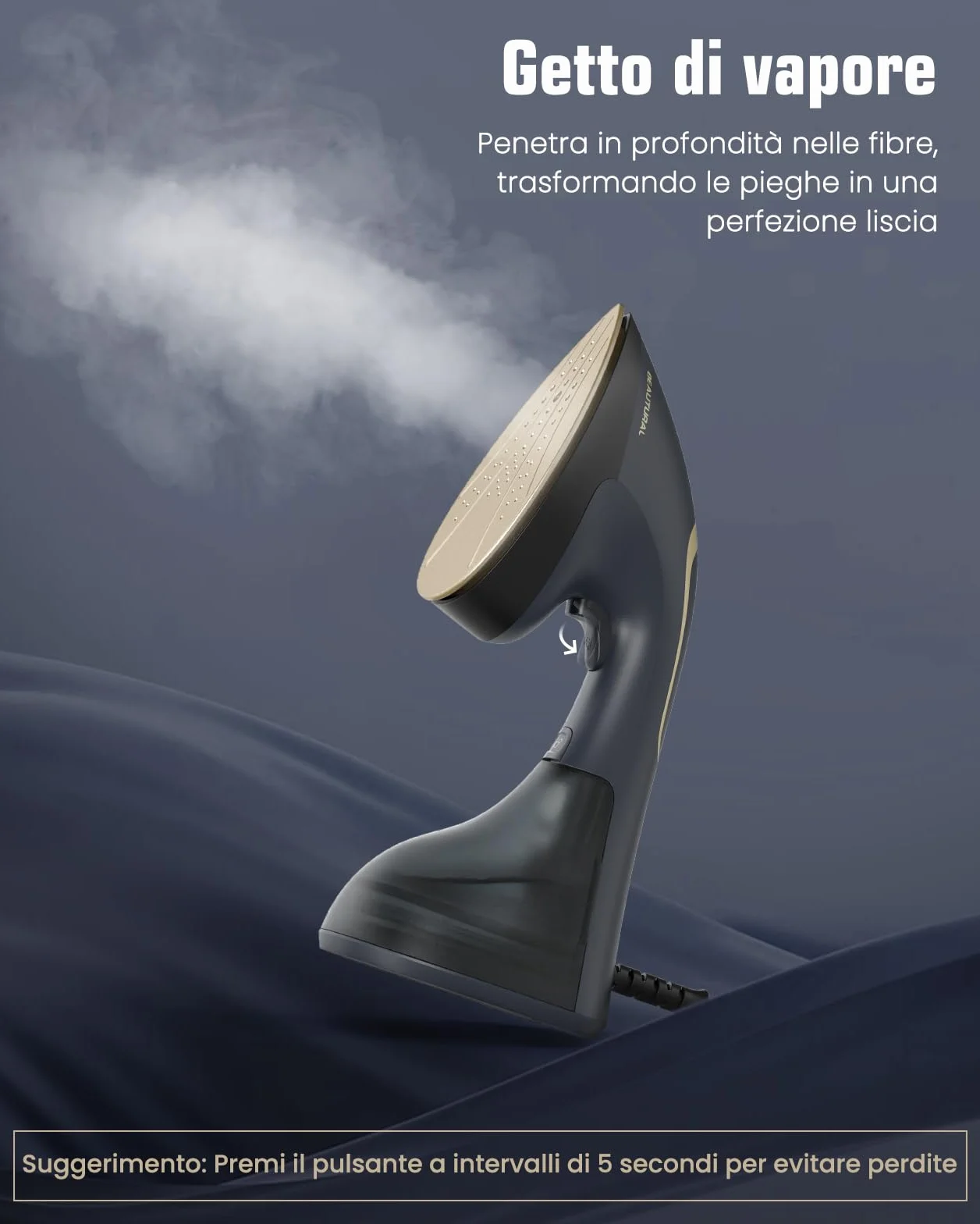 BEAUTURAL Ferro da Stiro Verticale a Vapore 2 in 1 per Abbigliamento, Portatile e Potente da 1500W con Vapore Istantaneo, Riscaldamento Rapido in 30 Secondi e Spegnimento Automatico (220-240V)