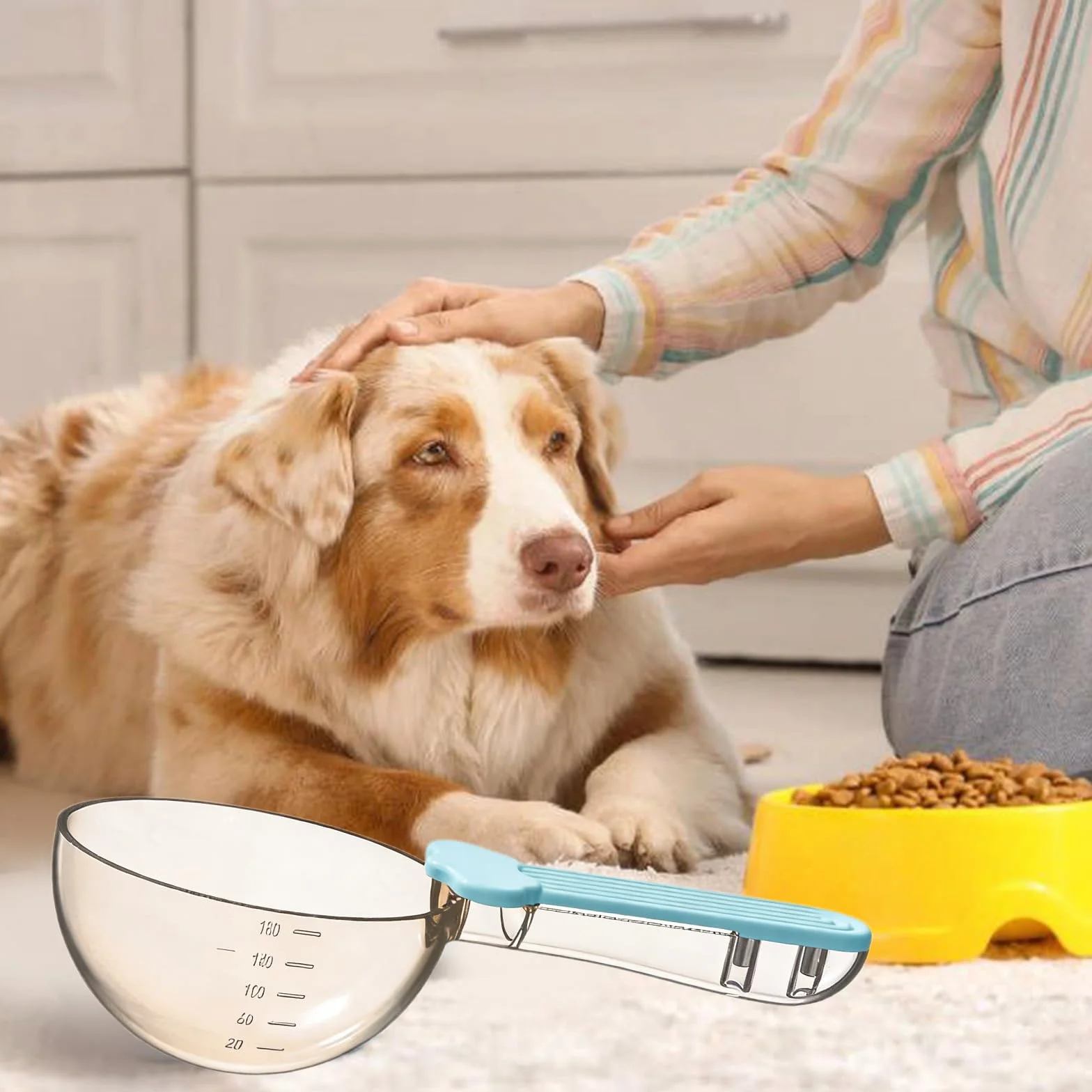2 Pezzi Misurino per Cibo per Animali Domestici con Clip, Misurino Preciso per Cibo per Animali Domestici, Cucchiaio per Cibo per Animali, per Cani, Gatti, Riso, Farina, Fagioli di Soia e Altri