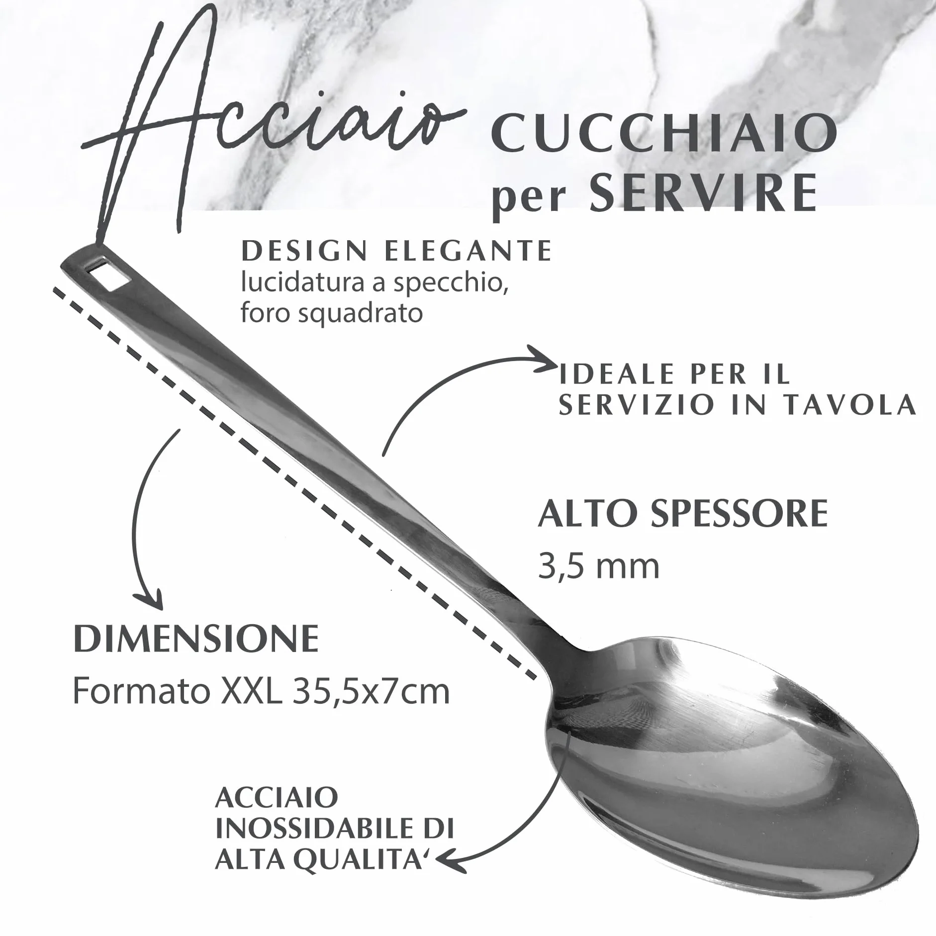 Fackelmann Cucchiaio per servire acciaio inossidabile 35x7 cm