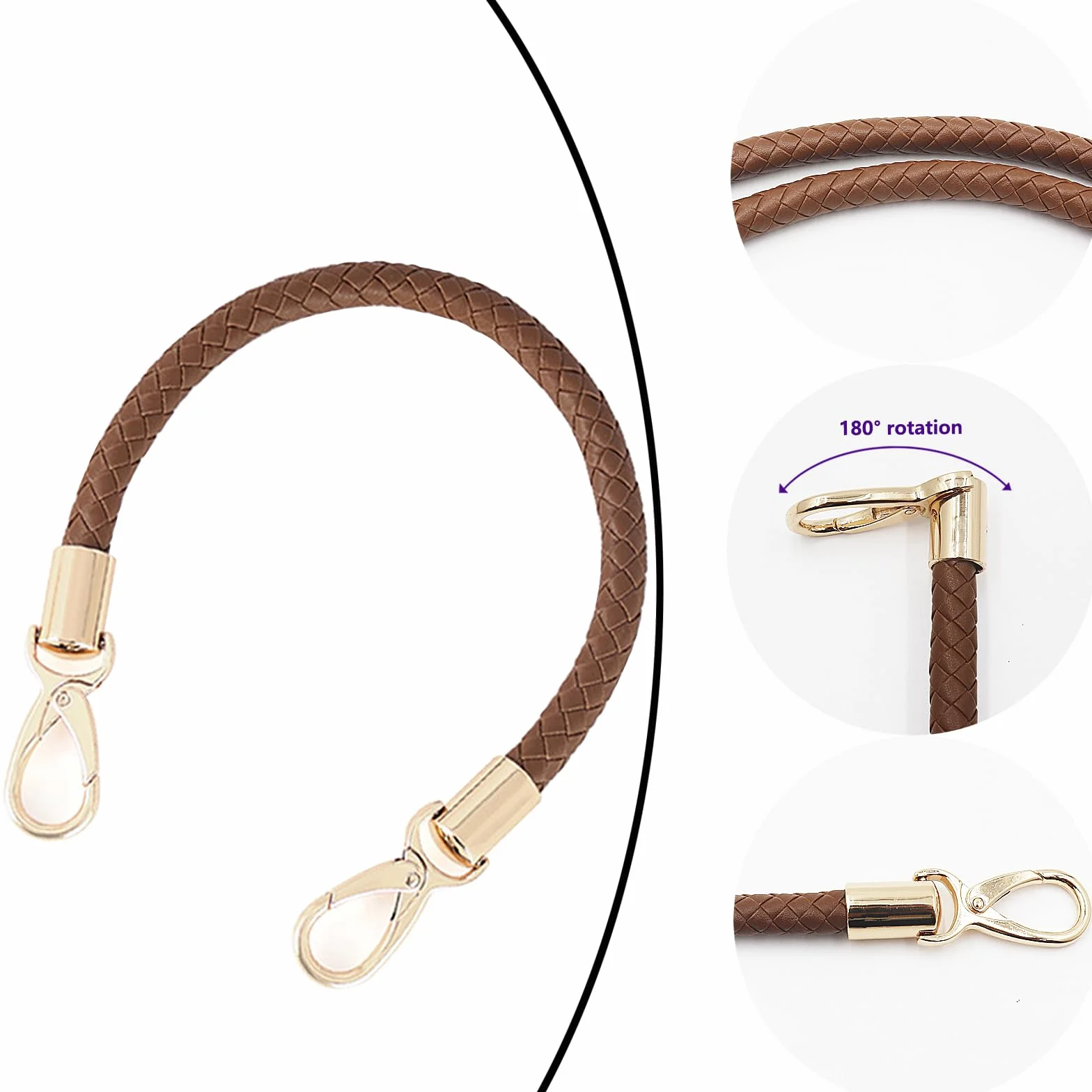 WANYI Manici per Borse 40 cm PU Intrecciato Ricambio Pelle Portafogli 2 PCS con Fibbie in Metallo Caffè