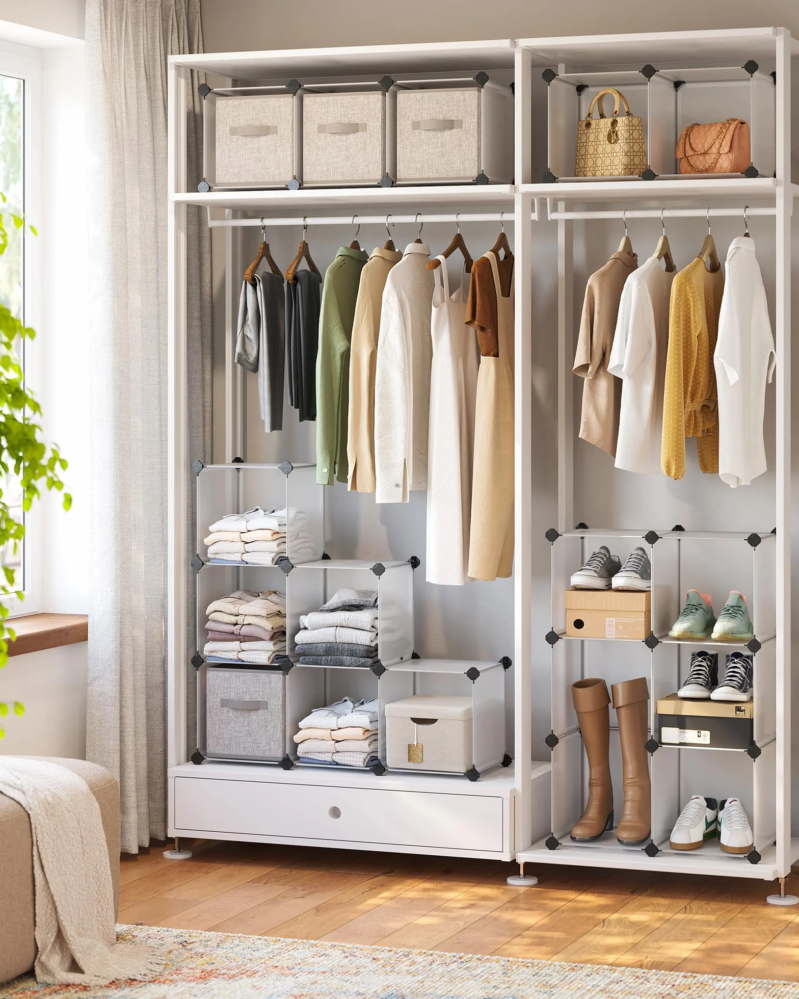 SONGMICS Scarpiera Componibile Scaffale 16 Cubi Modulari 31 x 123 x 123 cm Bianco LPC44L