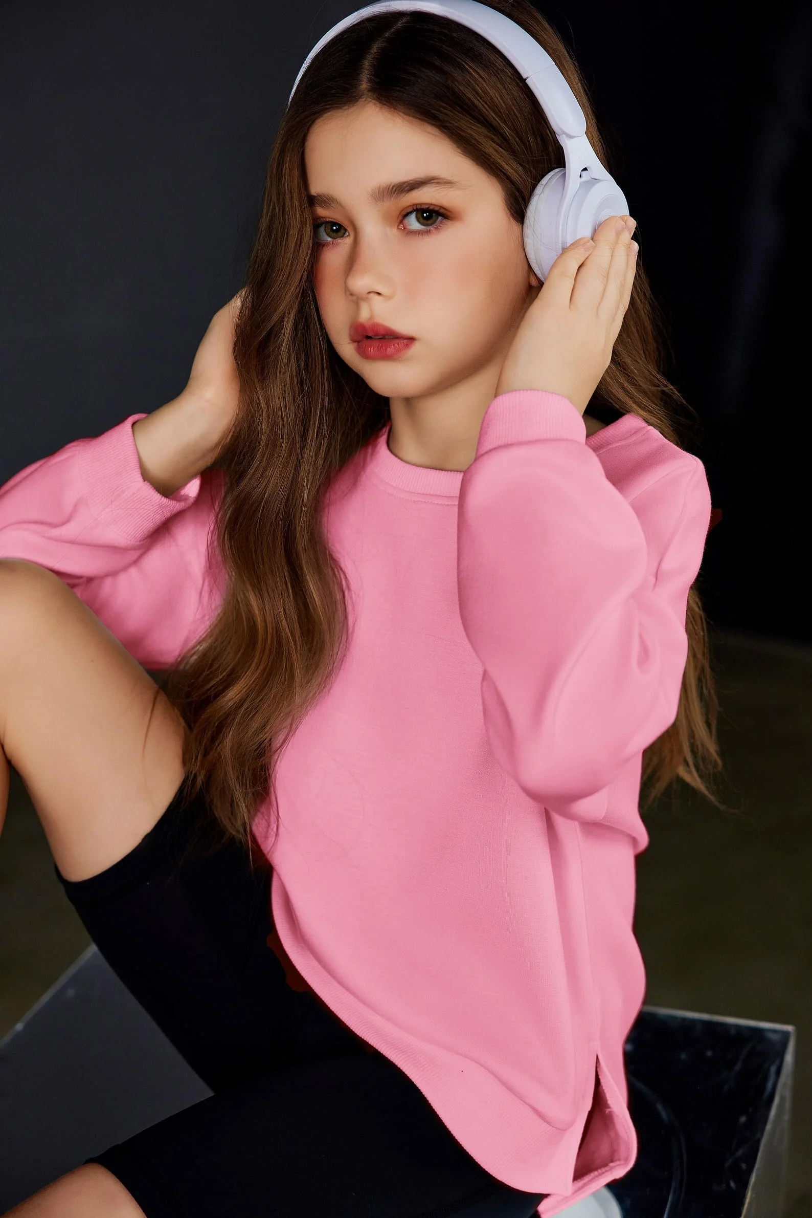 Arshiner Ragazza Felpa Basic Bambina Autunno Inverno Maglia a Maniche Lunghe Casual Moda Felpe Senza Cappuccio Bambine e Ragazze 5-14 Anni