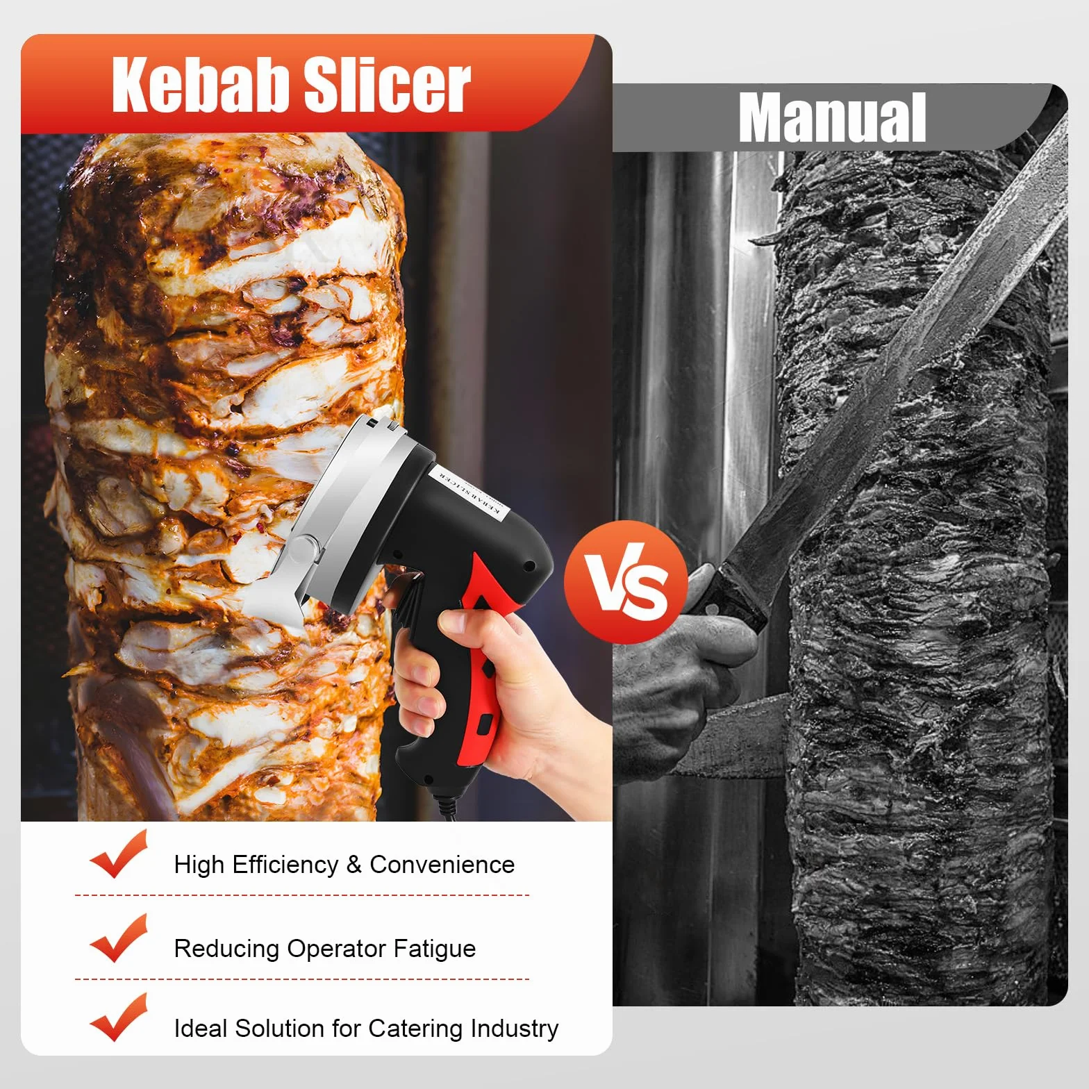 SHZICMY Coltello elettrico per kebab da 80 W elettrico per kebab, coltello da giroscopio 3000 giri/min