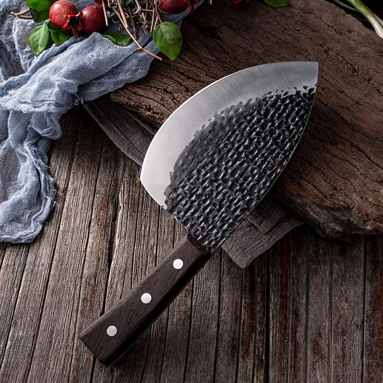 Forgiato professionale Forgiato Burtcher Knife Coltello a mannaio Pesce Seafood Pesce Coltello da cucina Coltello da cucina Handmade Sharp Slaught Strumenti