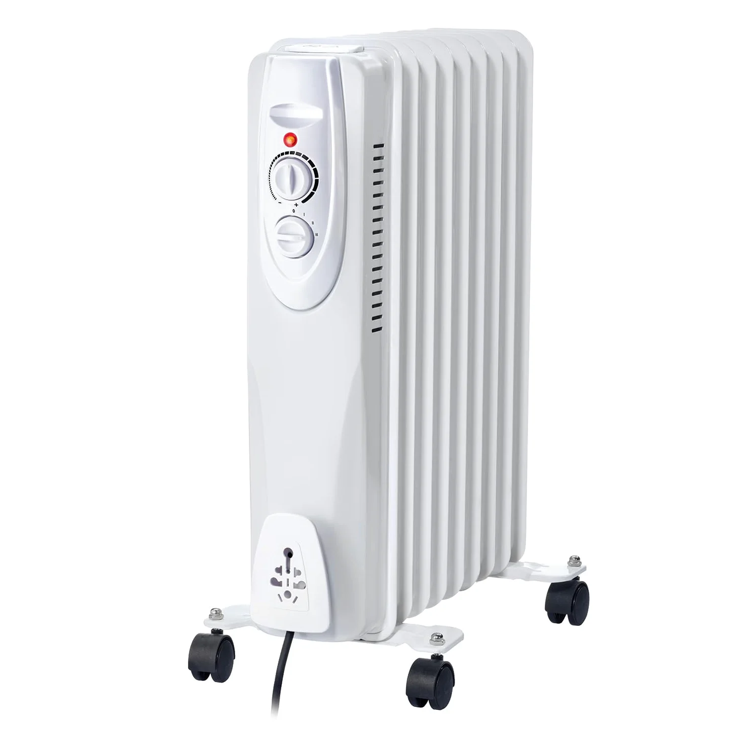 Velamp Radiatore ad Olio 9 elementi 2000 W – riscaldamento silenzioso e uniforme, 9 lamelle efficienti, termostato regolabile, ruote trasportabili
