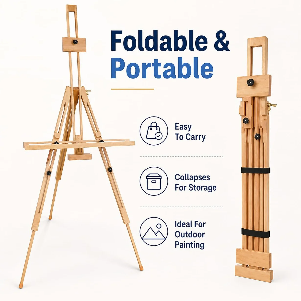 Cavalletto treppiede portatile in legno di faggio 191cm Exerz
