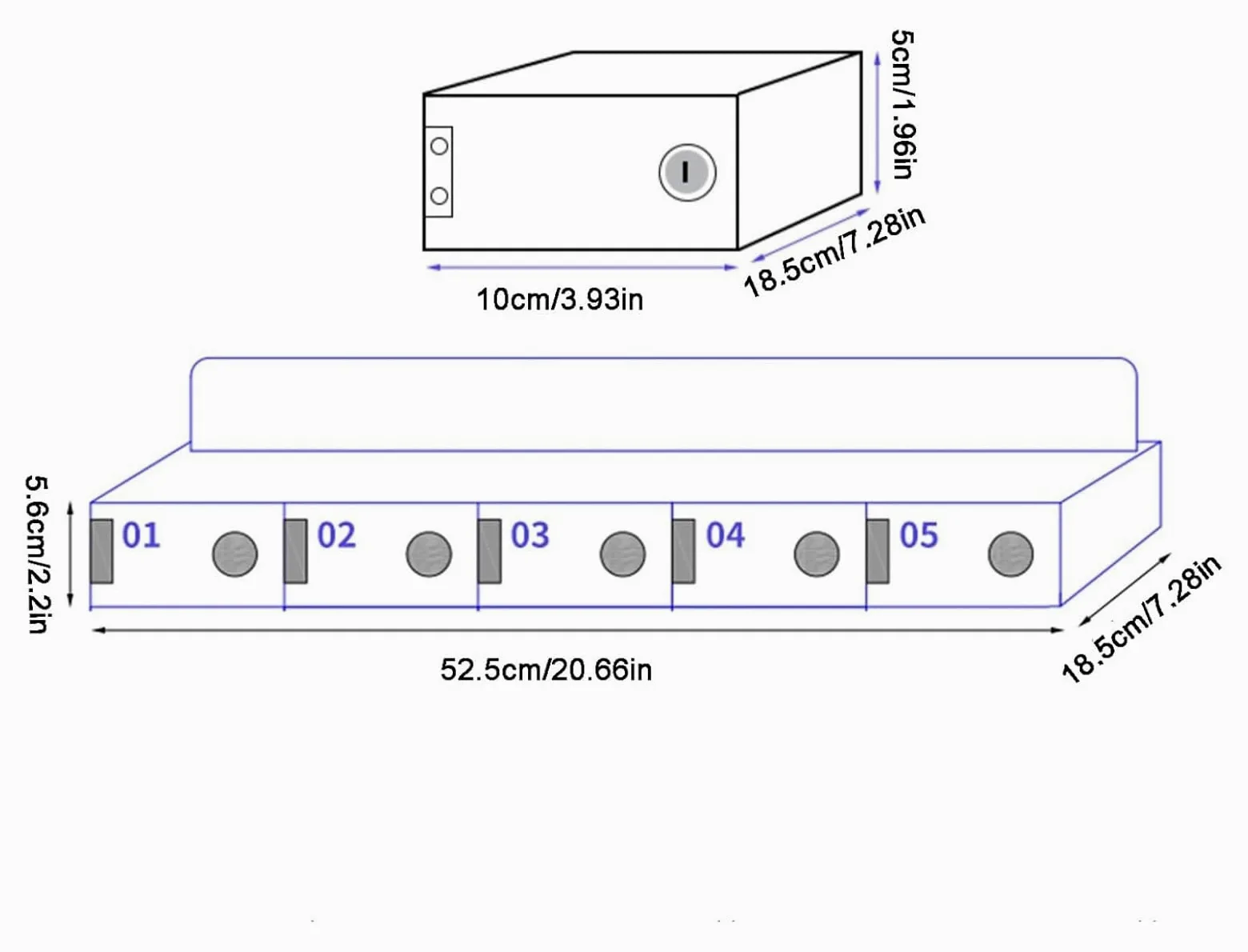 Scatola portaoggetti da parete per telefoni cellulari in acrilico con serrature, ideale per stanze di classe, impiegati, uffici e fabbriche. (5 Grid)