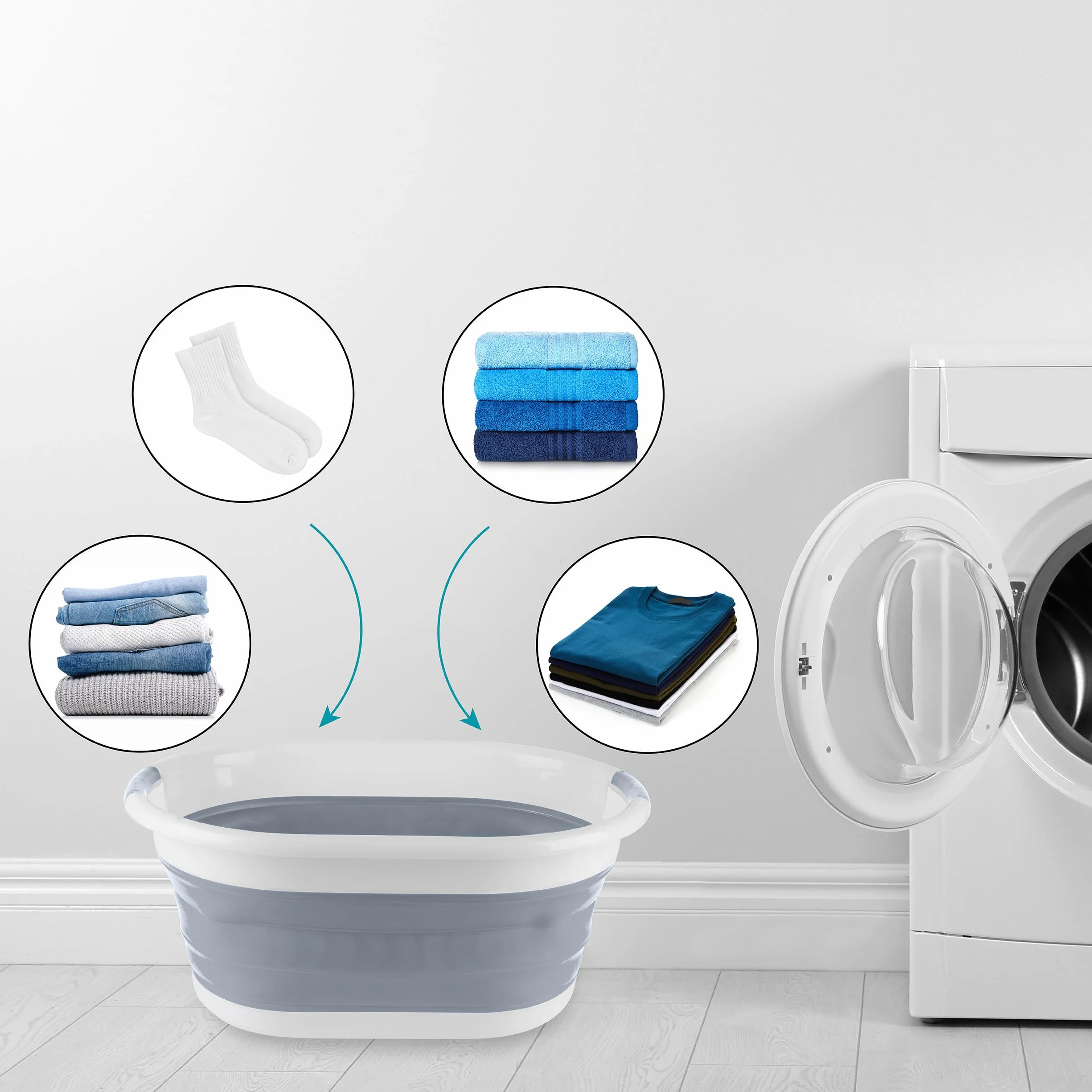 Beldray® LA034816 Oval Collapsible Laundry Basket, Grey